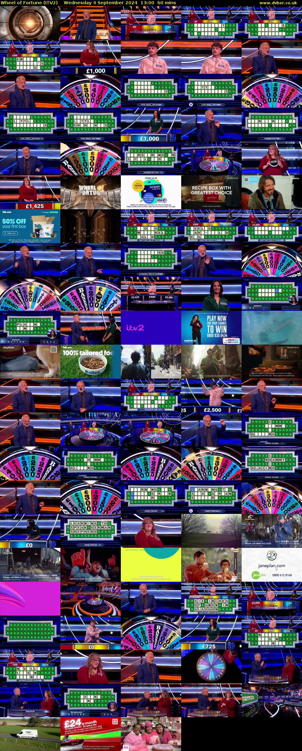 Wheel of Fortune (ITV2) Wednesday 4 September 2024 13:00 - 14:00