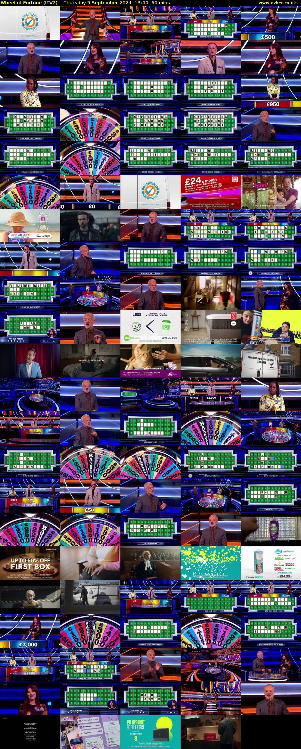 Wheel of Fortune (ITV2) Thursday 5 September 2024 13:00 - 14:00