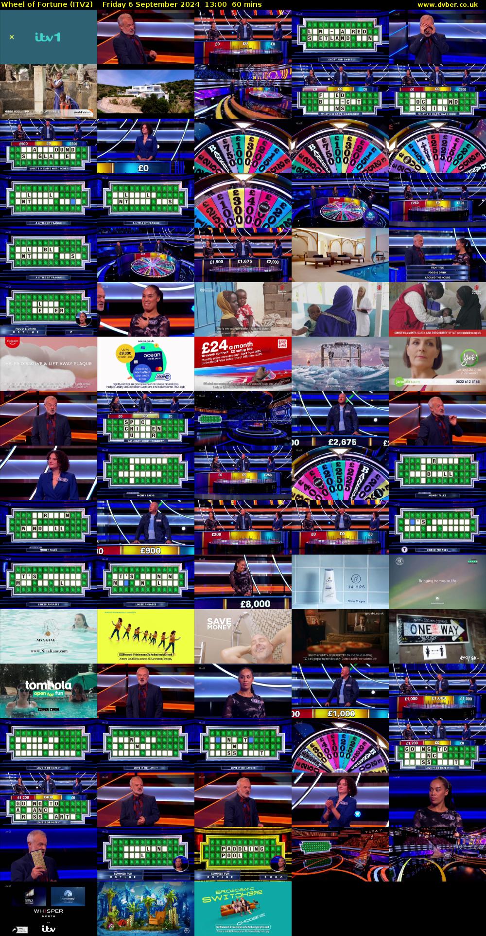 Wheel of Fortune (ITV2) Friday 6 September 2024 13:00 - 14:00