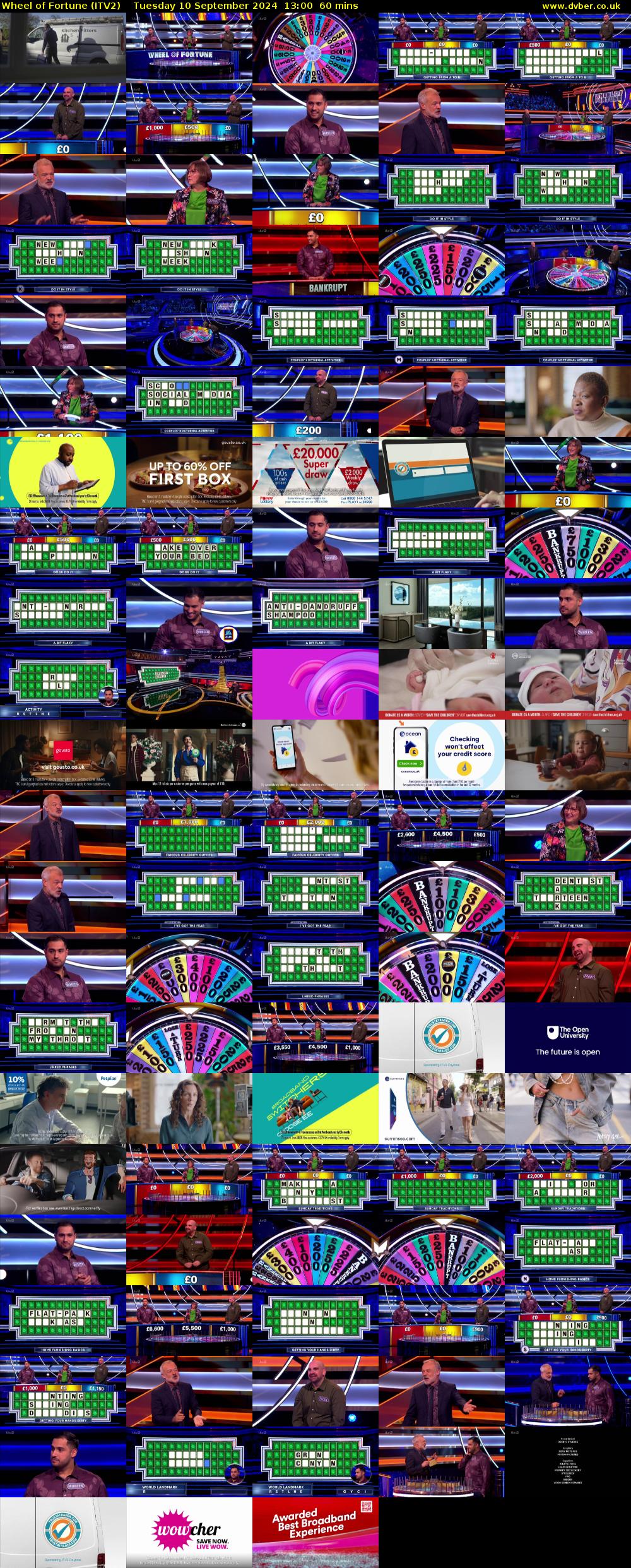 Wheel of Fortune (ITV2) Tuesday 10 September 2024 13:00 - 14:00