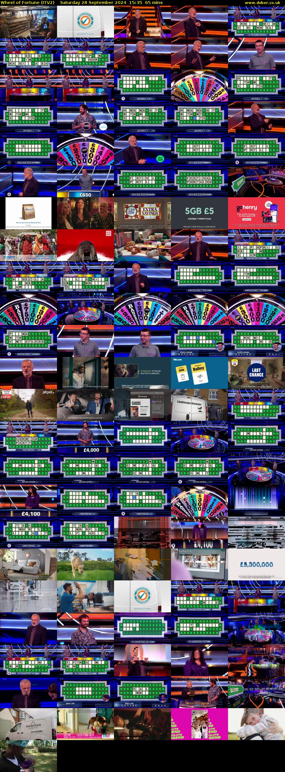 Wheel of Fortune (ITV2) Saturday 28 September 2024 15:35 - 16:40