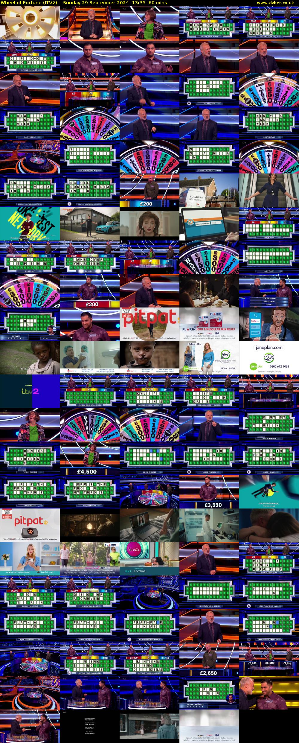 Wheel of Fortune (ITV2) Sunday 29 September 2024 13:35 - 14:35