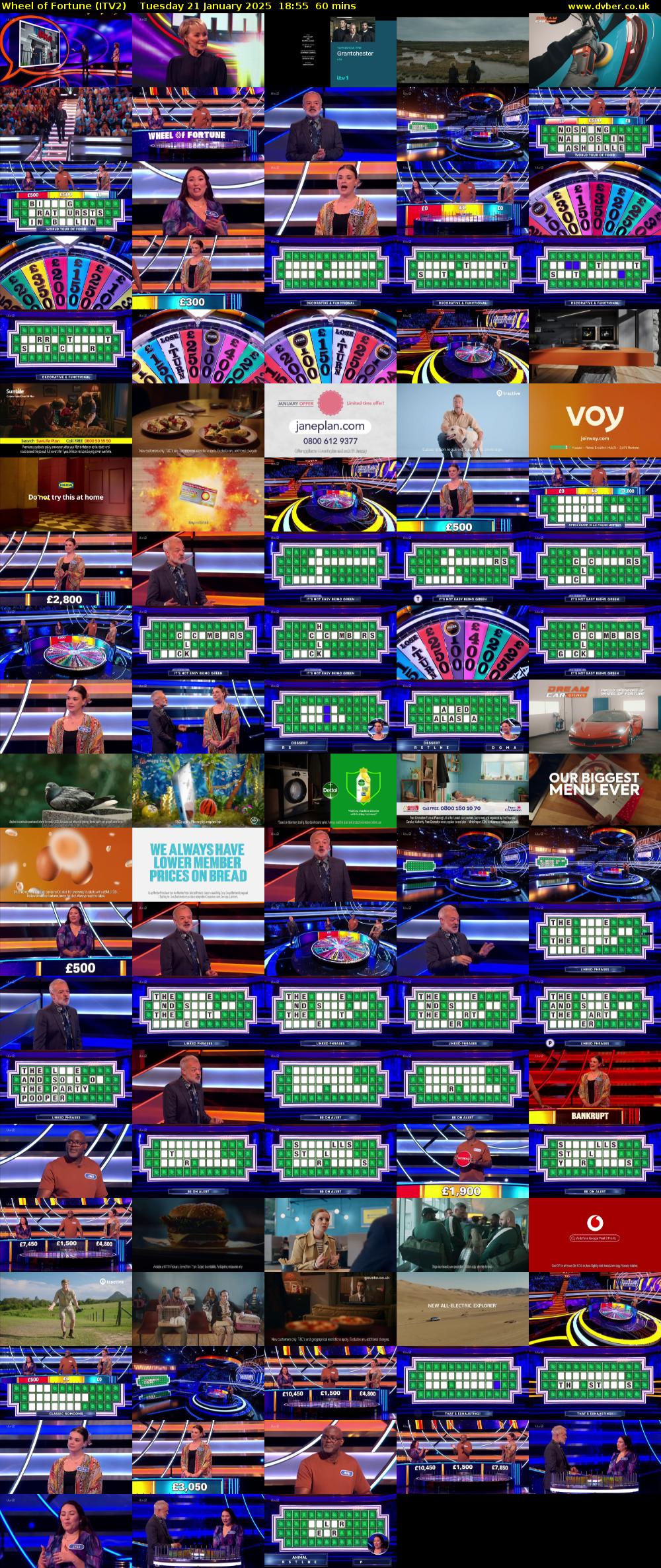 Wheel of Fortune (ITV2) Tuesday 21 January 2025 18:55 - 19:55