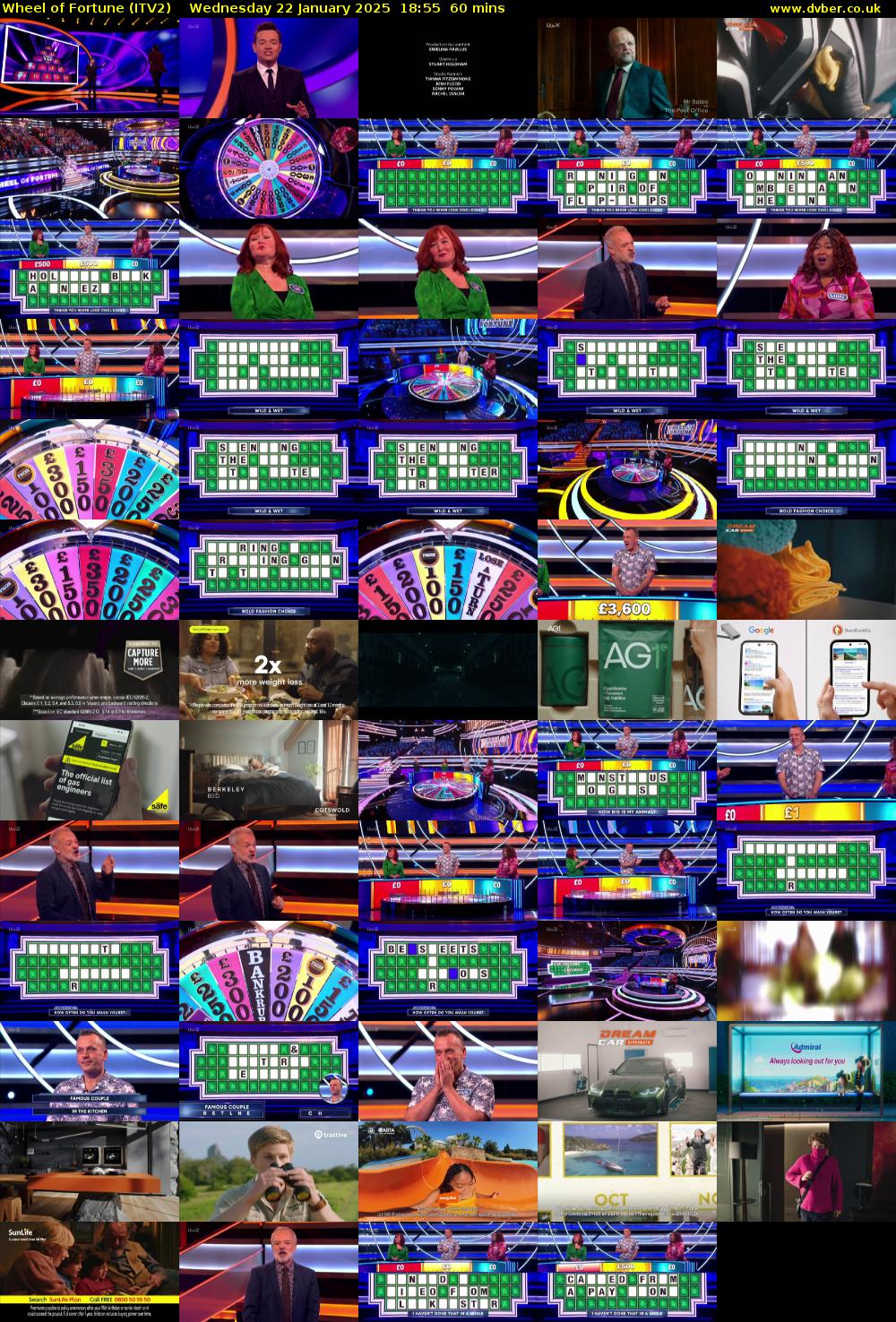 Wheel of Fortune (ITV2) Wednesday 22 January 2025 18:55 - 19:55