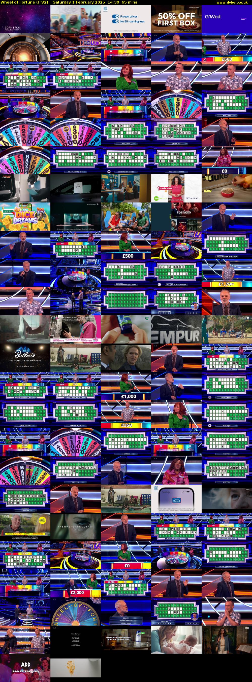 Wheel of Fortune (ITV2) Saturday 1 February 2025 14:30 - 15:35