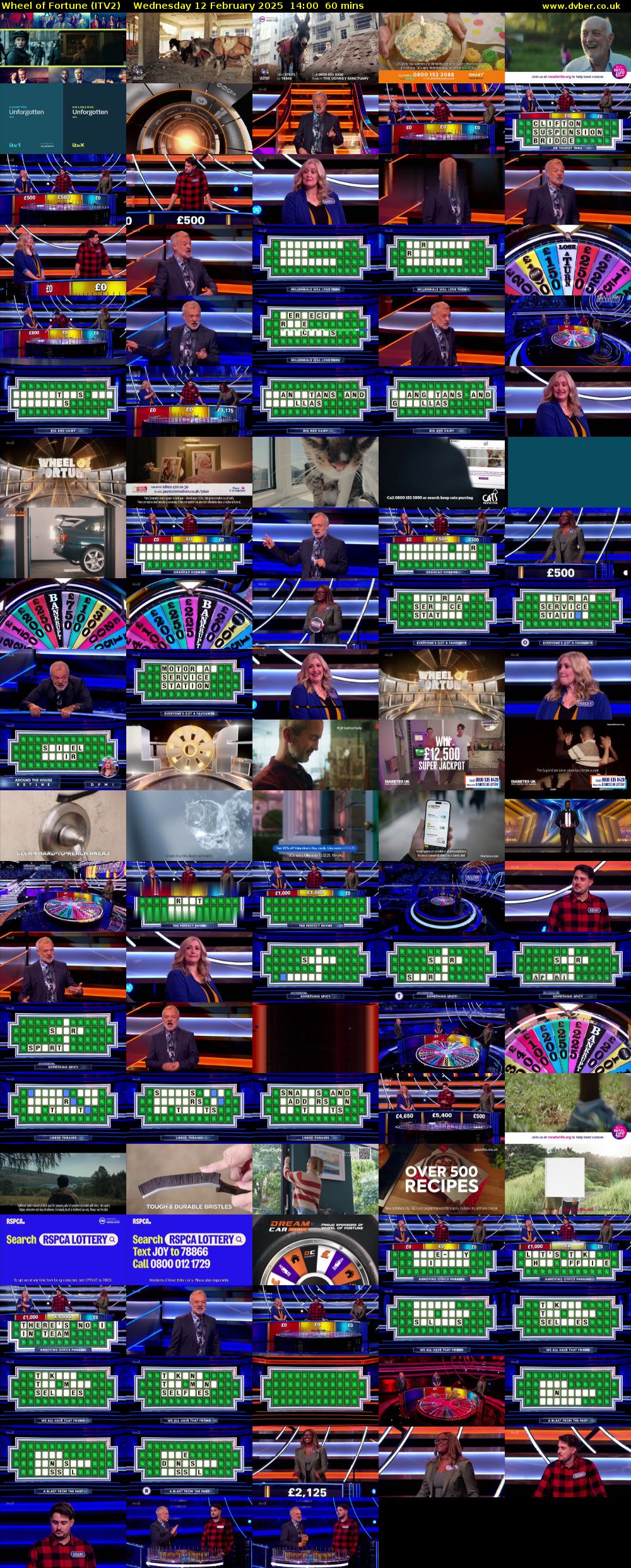 Wheel of Fortune (ITV2) Wednesday 12 February 2025 14:00 - 15:00