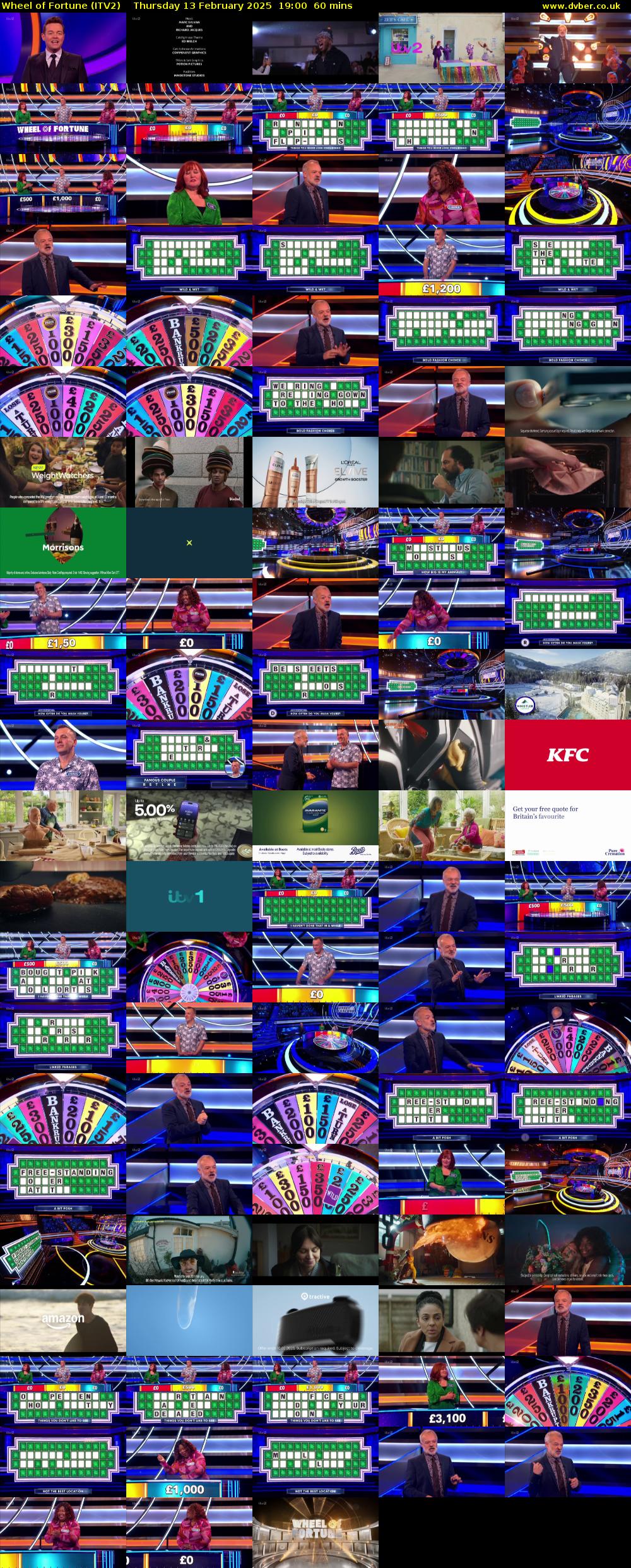 Wheel of Fortune (ITV2) Thursday 13 February 2025 19:00 - 20:00