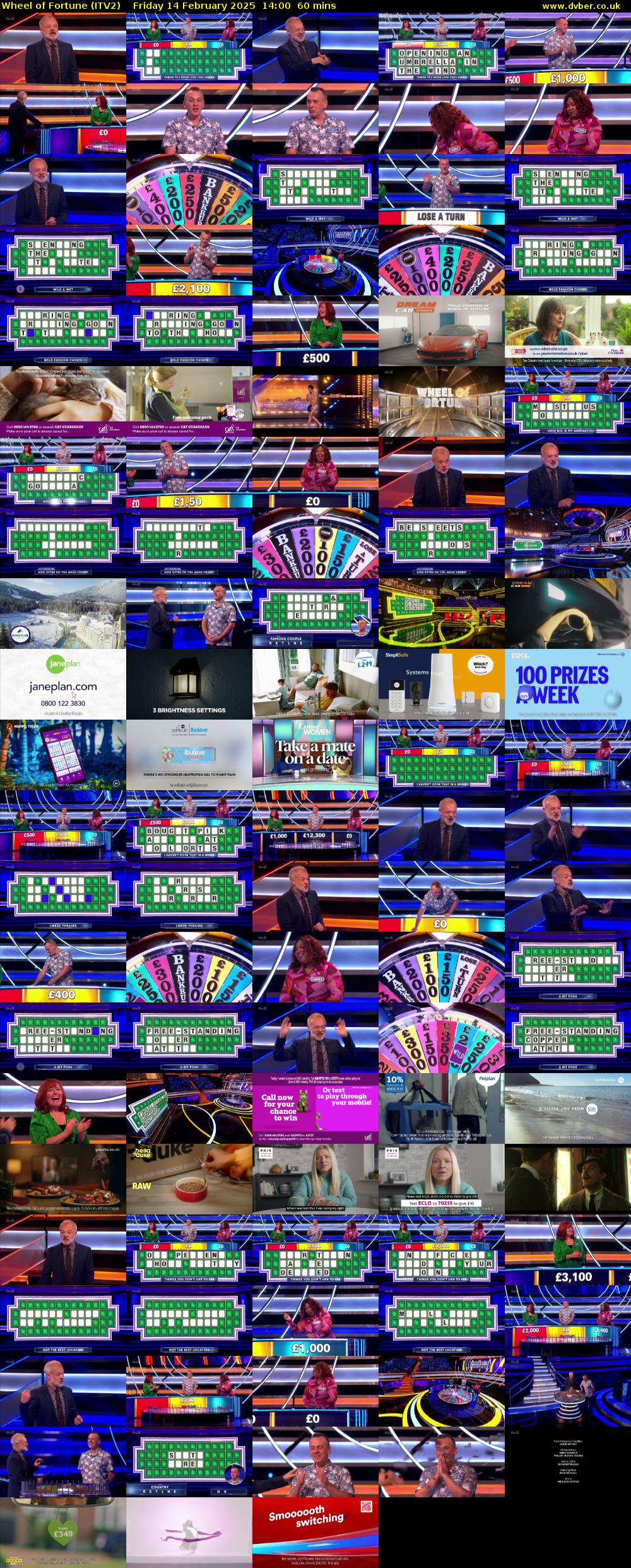 Wheel of Fortune (ITV2) Friday 14 February 2025 14:00 - 15:00