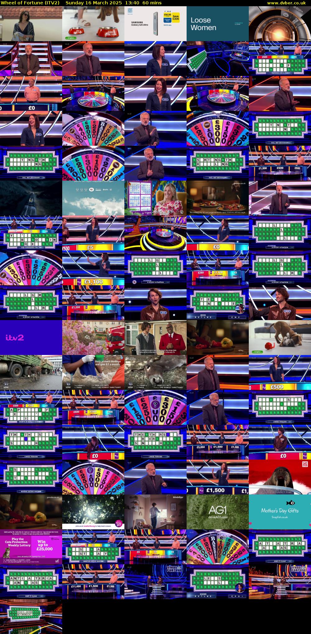 Wheel of Fortune (ITV2) Sunday 16 March 2025 13:40 - 14:40