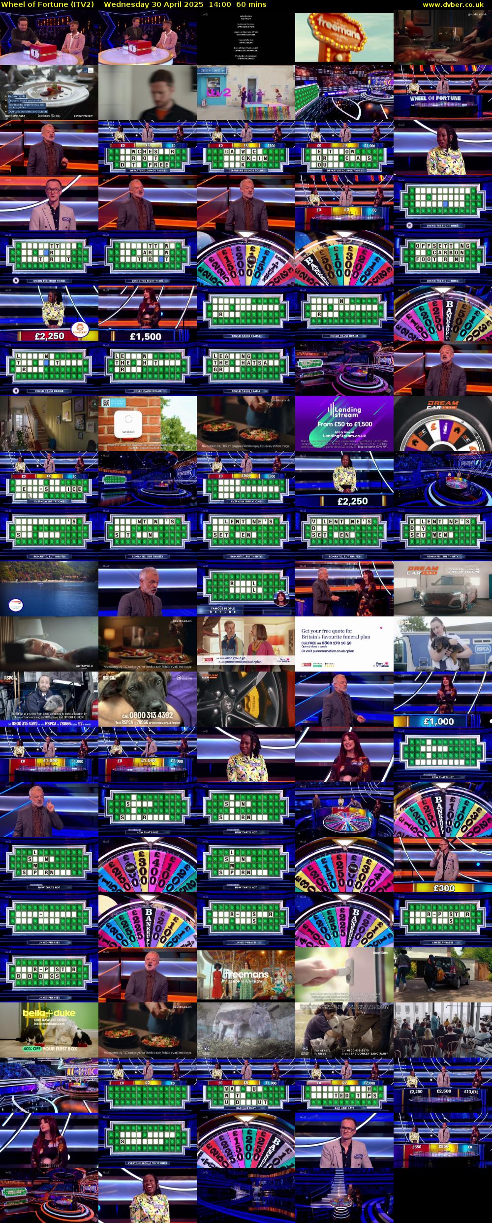 Wheel of Fortune (ITV2) Wednesday 30 April 2025 14:00 - 15:00