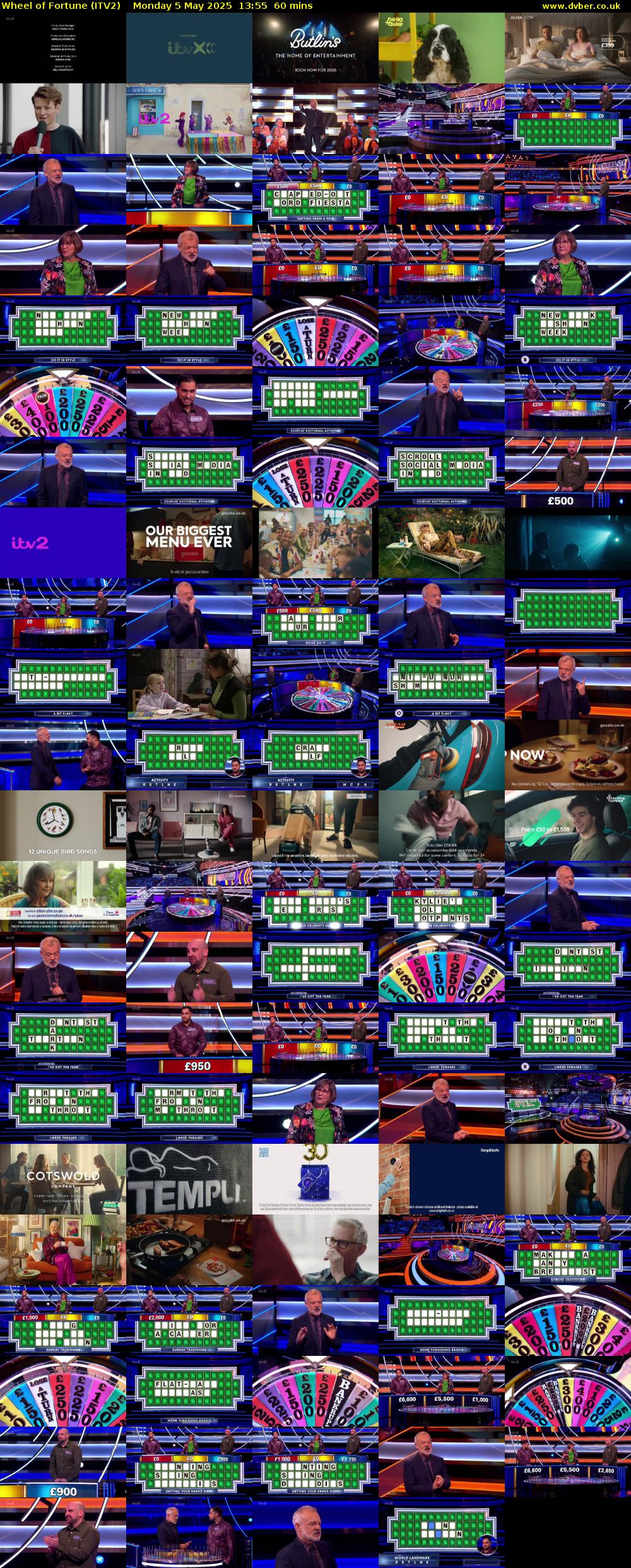 Wheel of Fortune (ITV2) Monday 5 May 2025 13:55 - 14:55