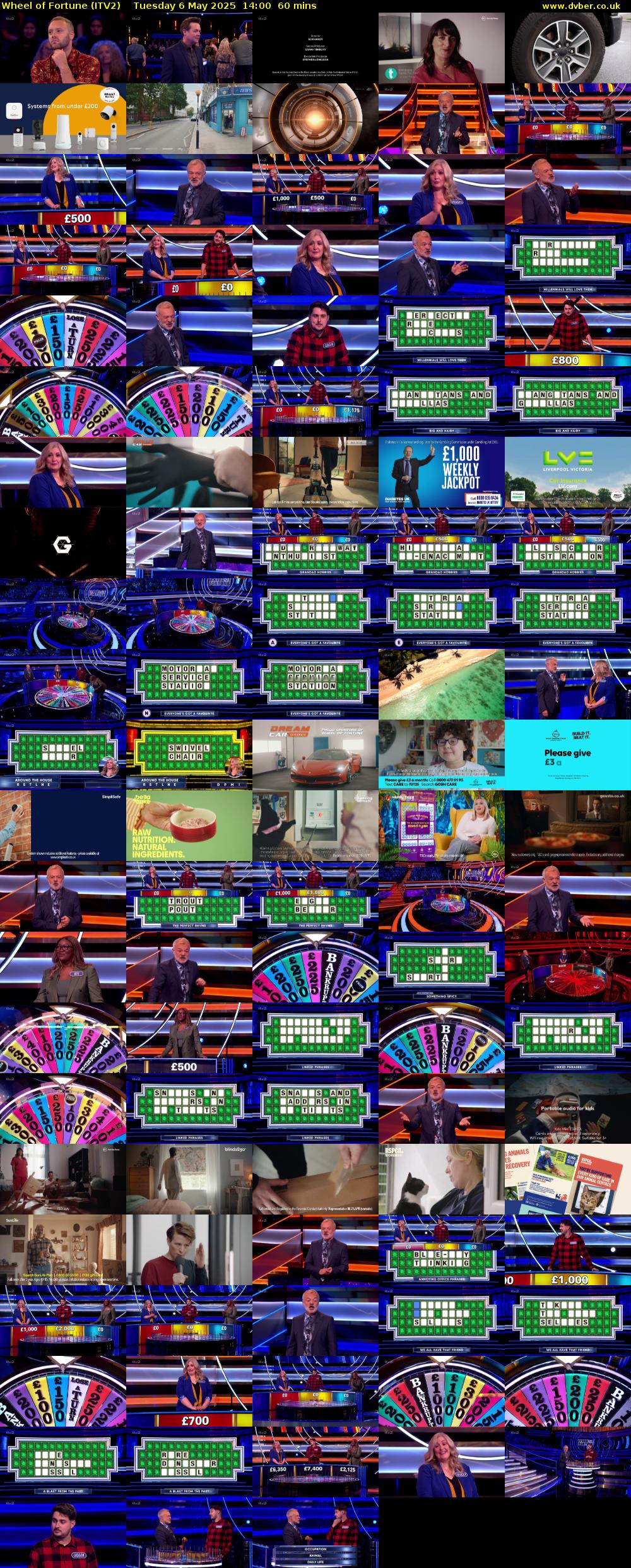 Wheel of Fortune (ITV2) Tuesday 6 May 2025 14:00 - 15:00