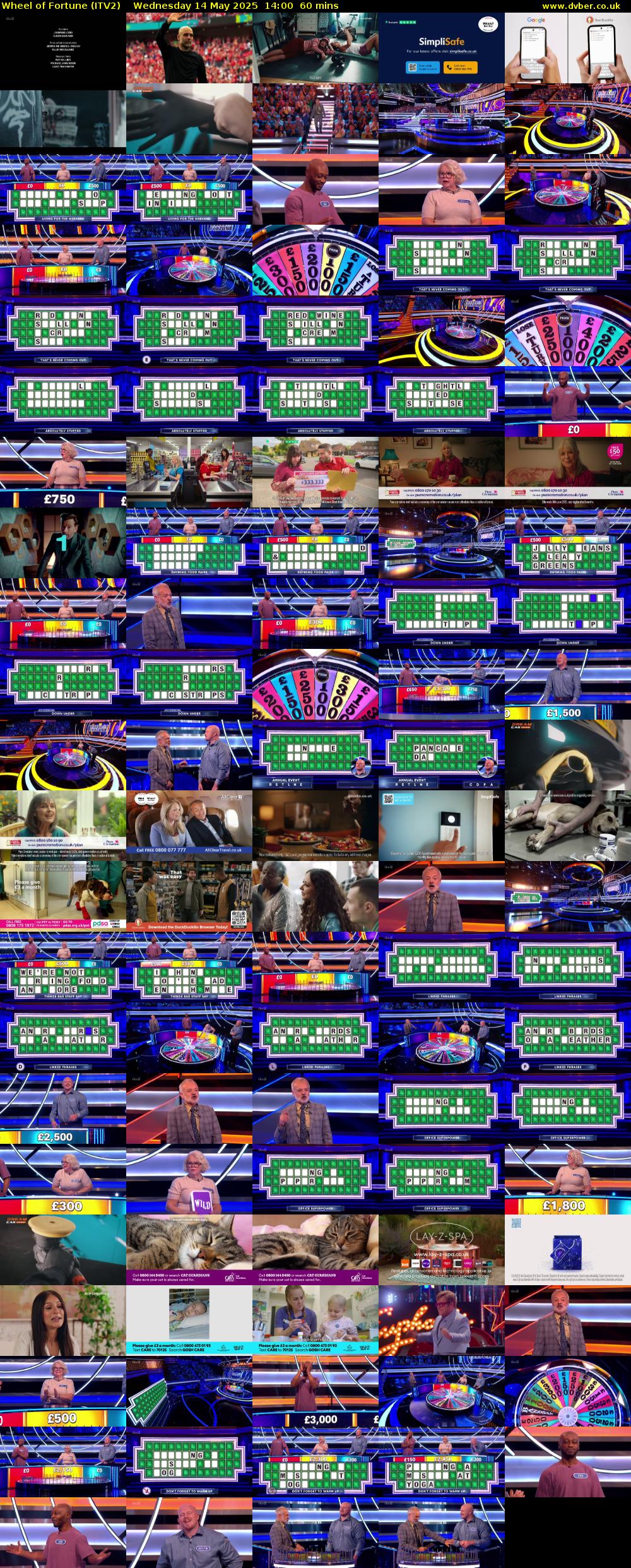 Wheel of Fortune (ITV2) Wednesday 14 May 2025 14:00 - 15:00