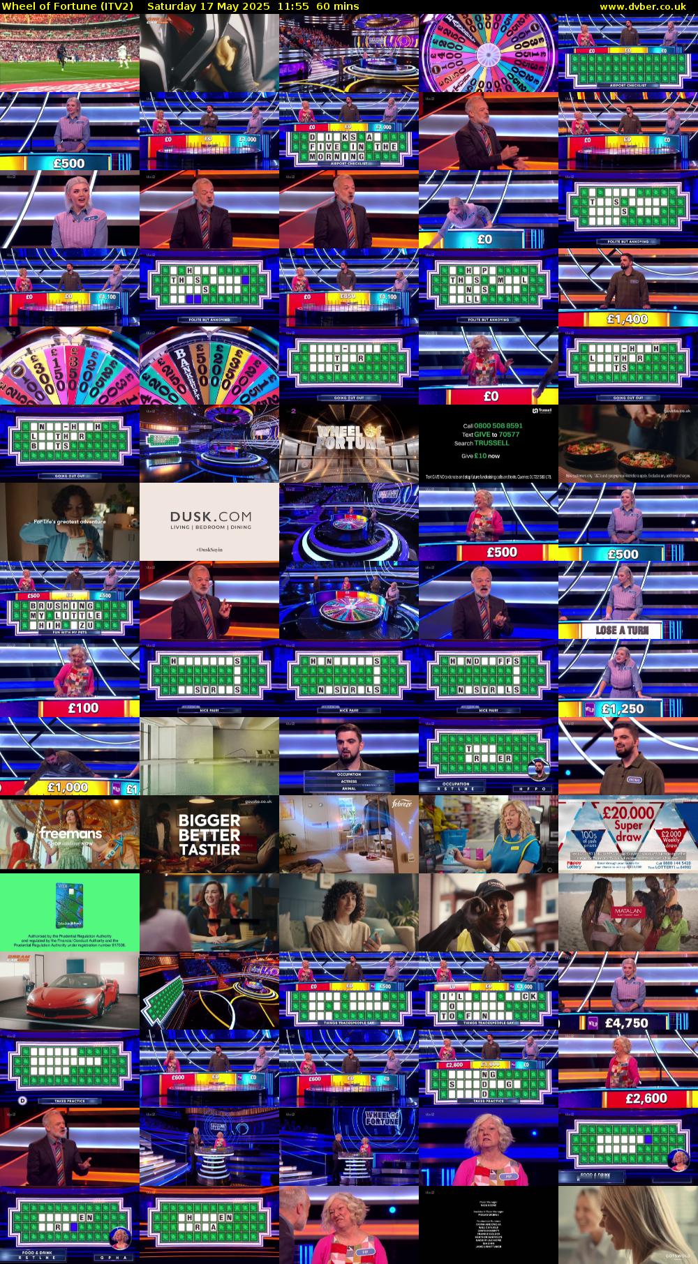 Wheel of Fortune (ITV2) Saturday 17 May 2025 11:55 - 12:55