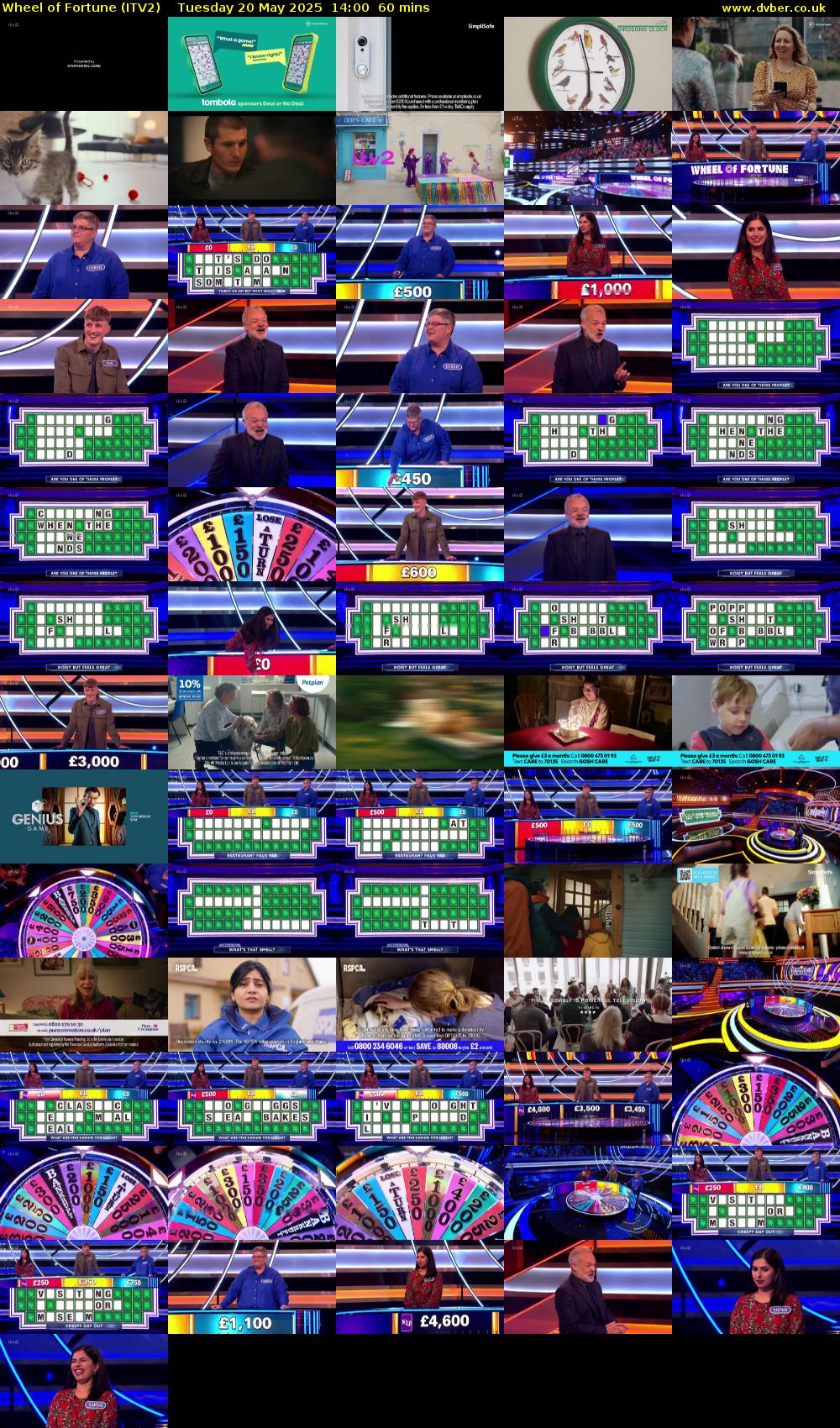 Wheel of Fortune (ITV2) Tuesday 20 May 2025 14:00 - 15:00