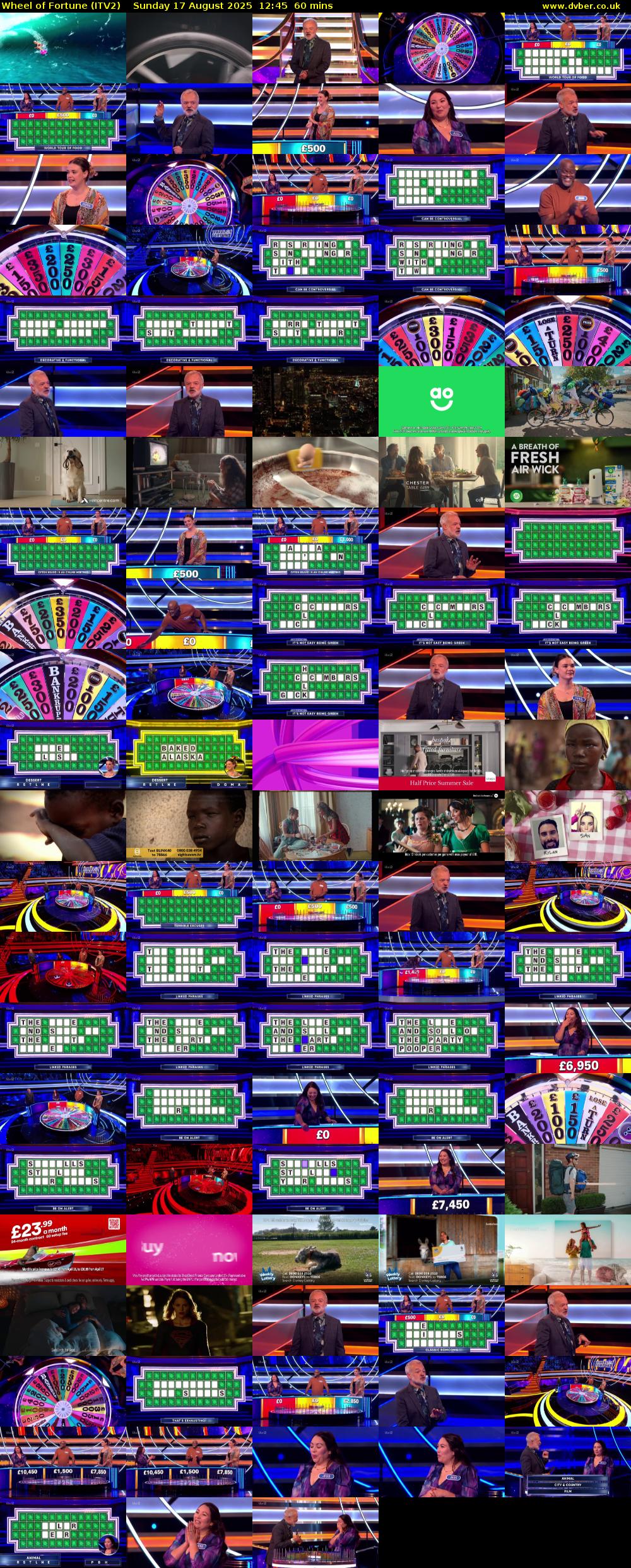 Wheel of Fortune (ITV2) Sunday 17 August 2025 12:45 - 13:45