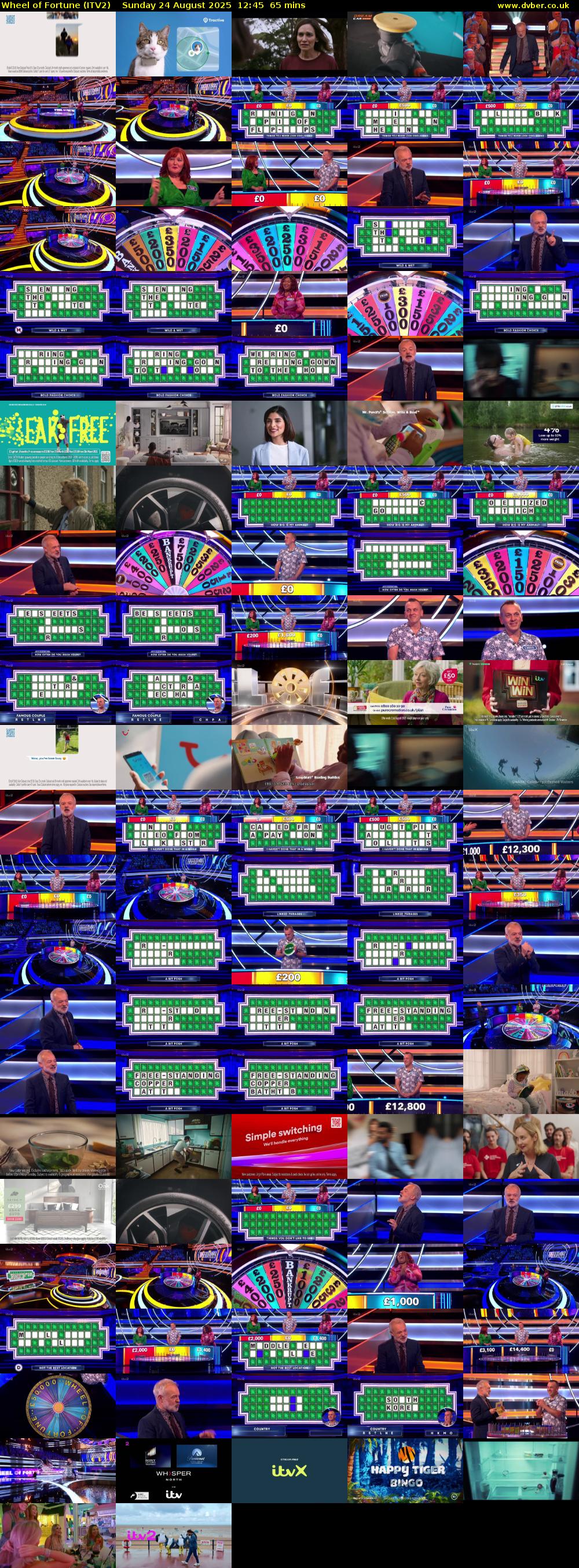 Wheel of Fortune (ITV2) Sunday 24 August 2025 12:45 - 13:50