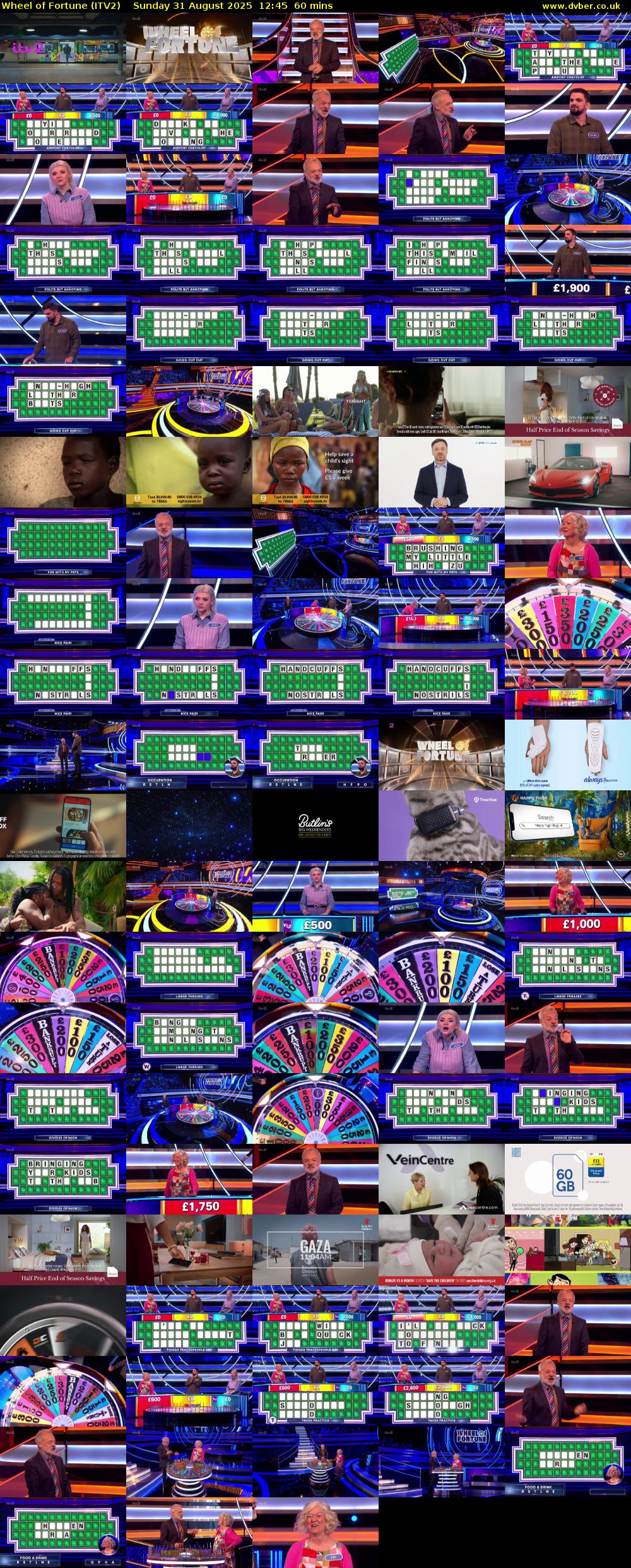 Wheel of Fortune (ITV2) Sunday 31 August 2025 12:45 - 13:45