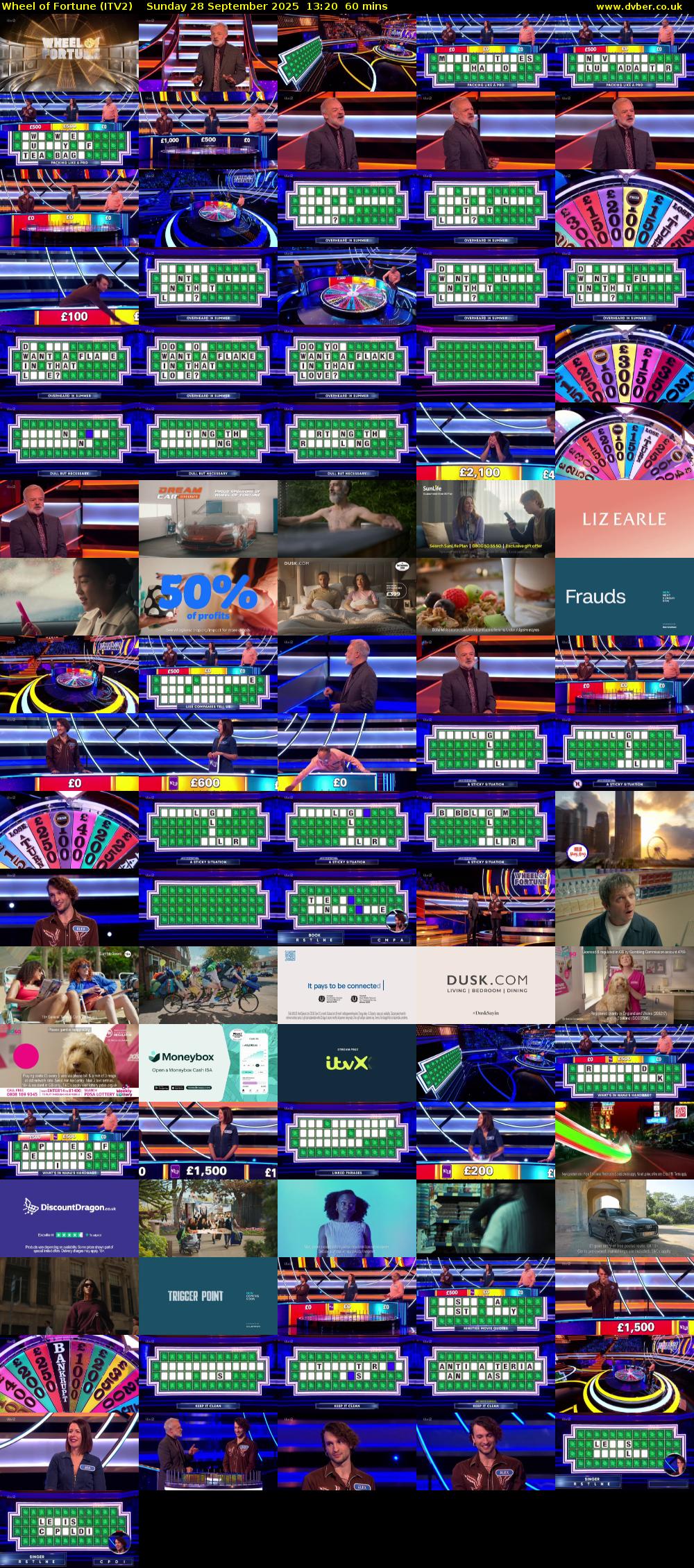 Wheel of Fortune (ITV2) Sunday 28 September 2025 13:20 - 14:20