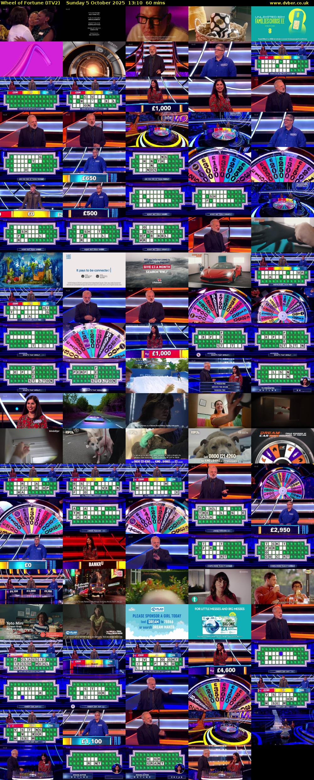 Wheel of Fortune (ITV2) Sunday 5 October 2025 13:10 - 14:10