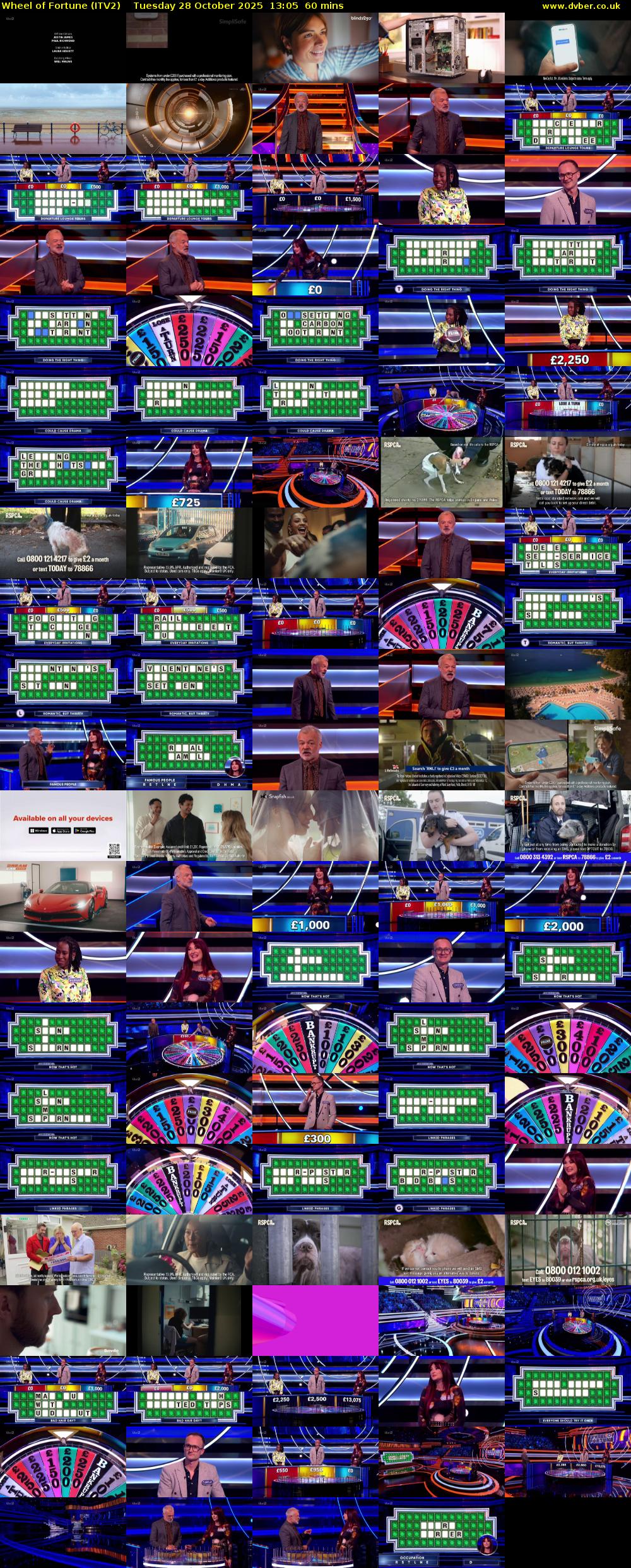 Wheel of Fortune (ITV2) Tuesday 28 October 2025 13:05 - 14:05