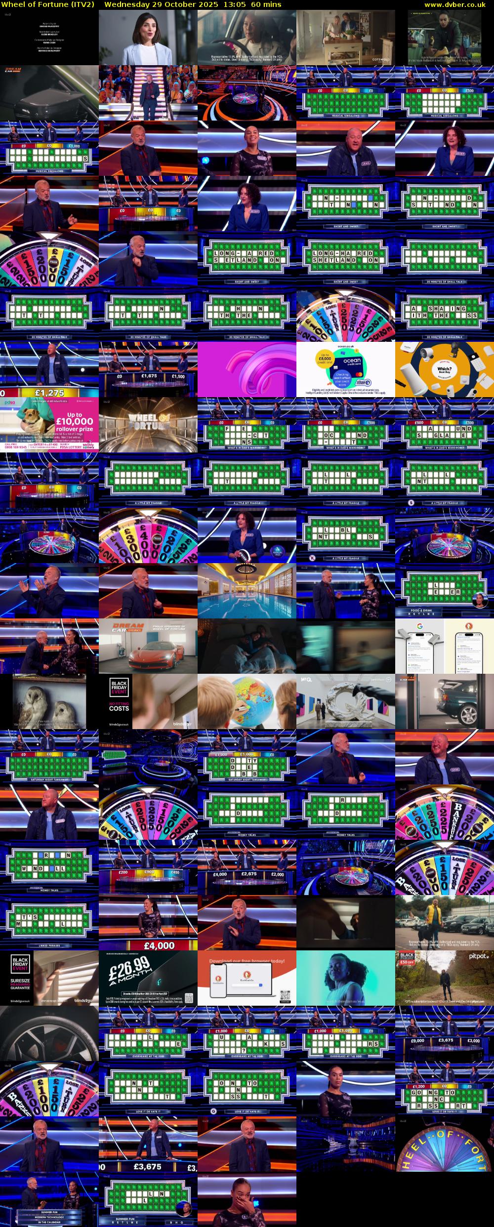 Wheel of Fortune (ITV2) Wednesday 29 October 2025 13:05 - 14:05