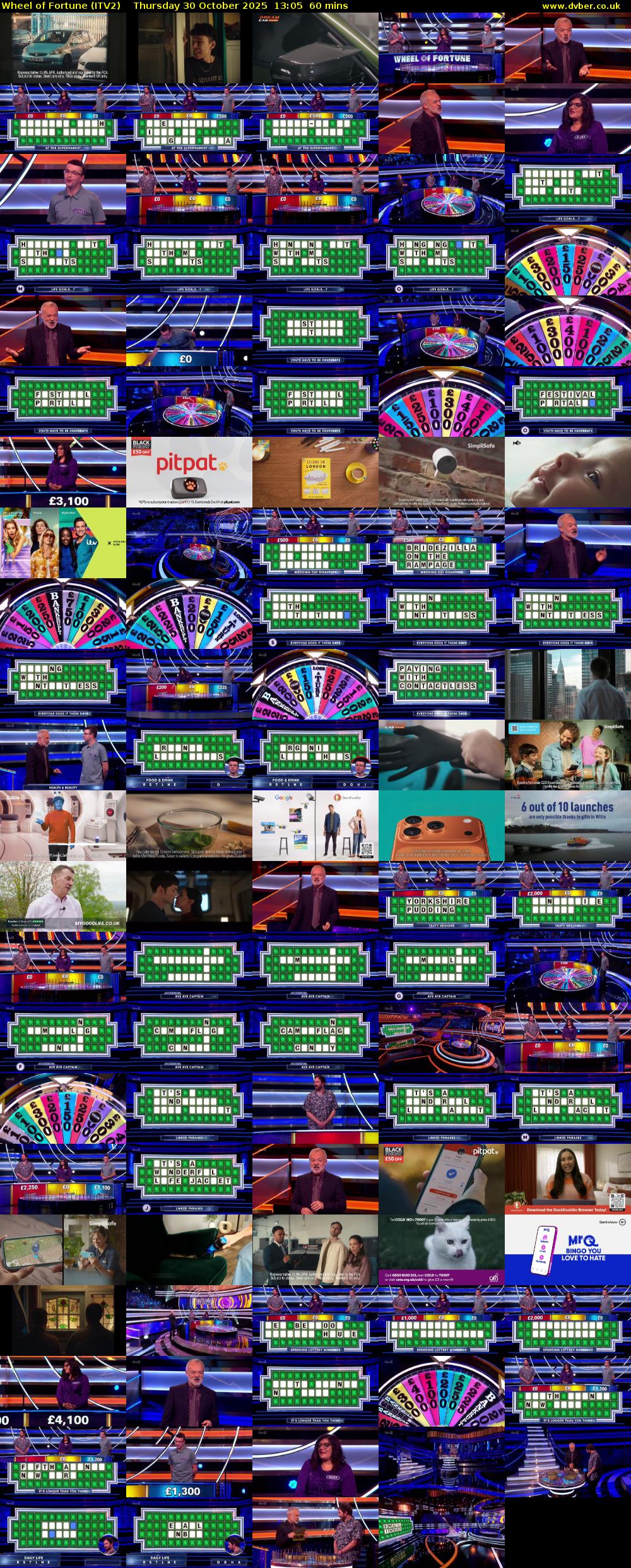 Wheel of Fortune (ITV2) Thursday 30 October 2025 13:05 - 14:05