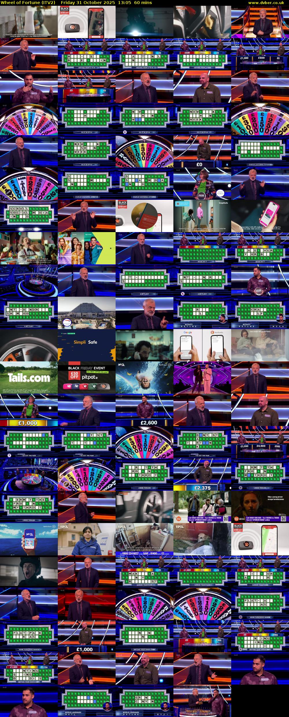 Wheel of Fortune (ITV2) Friday 31 October 2025 13:05 - 14:05