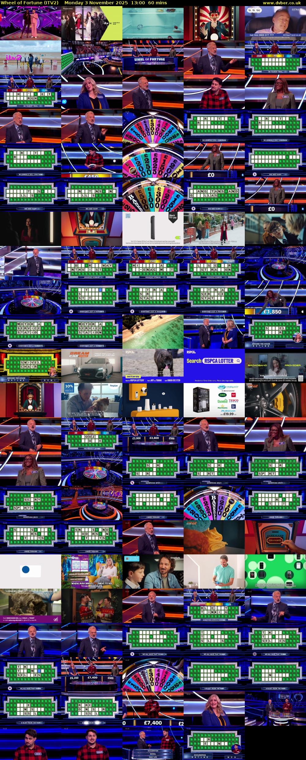Wheel of Fortune (ITV2) Monday 3 November 2025 13:00 - 14:00