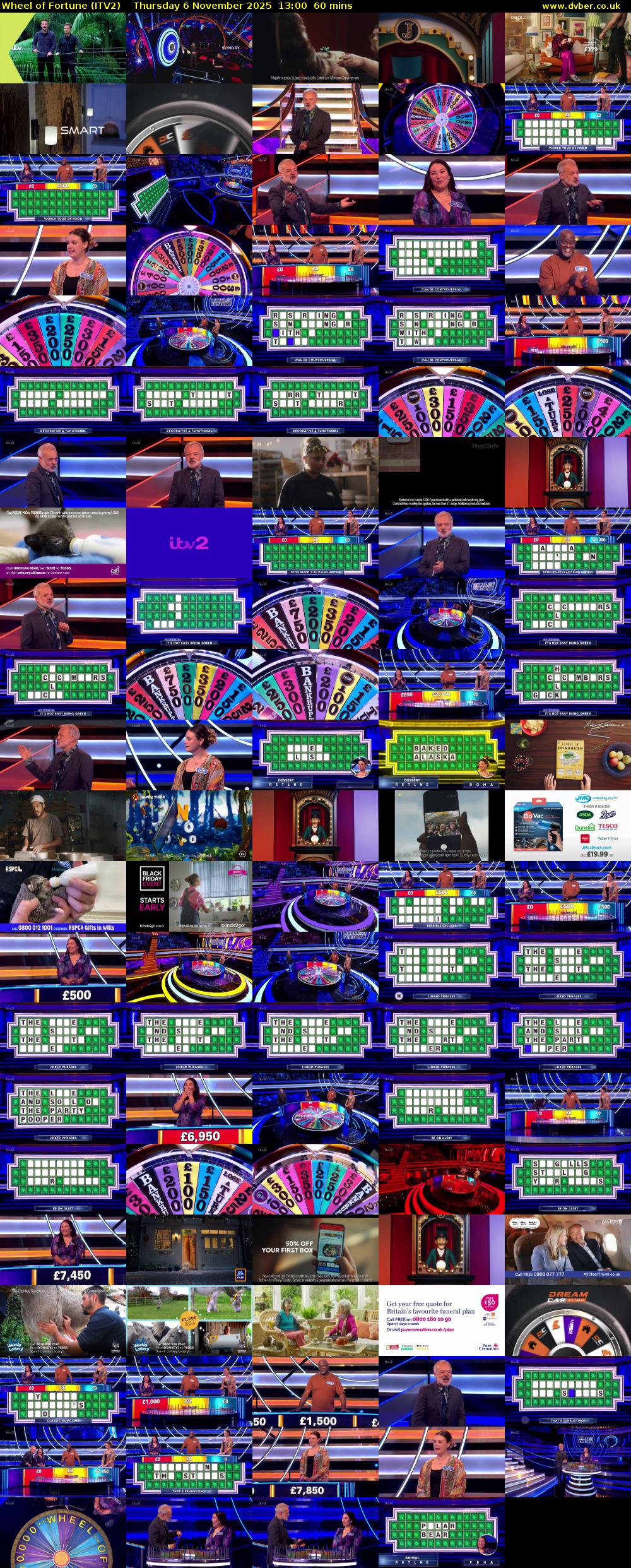 Wheel of Fortune (ITV2) Thursday 6 November 2025 13:00 - 14:00