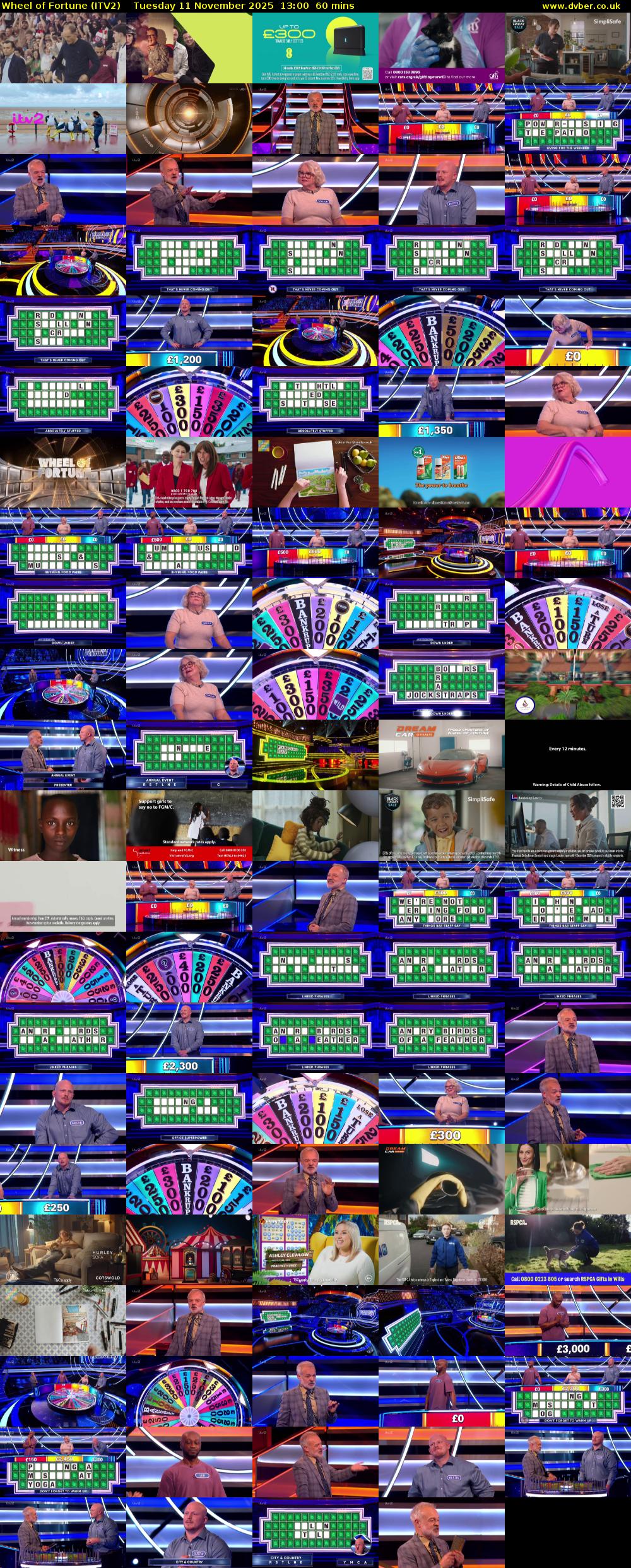 Wheel of Fortune (ITV2) Tuesday 11 November 2025 13:00 - 14:00