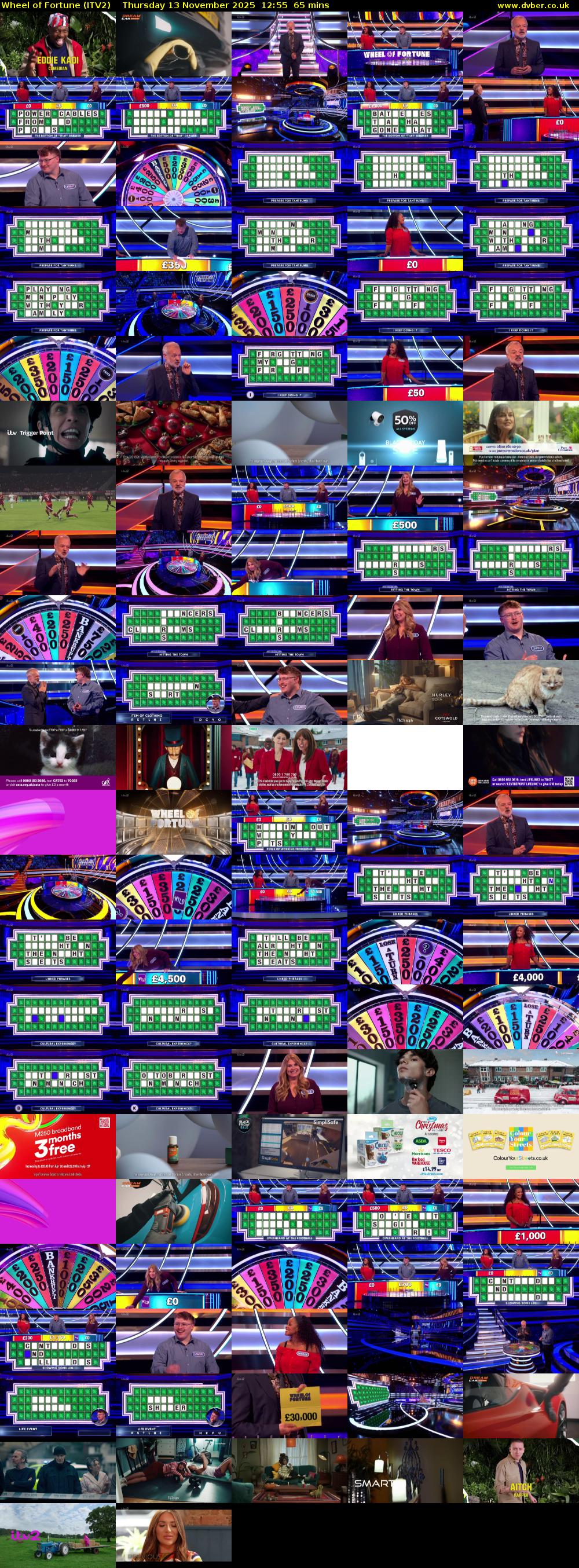 Wheel of Fortune (ITV2) Thursday 13 November 2025 12:55 - 14:00