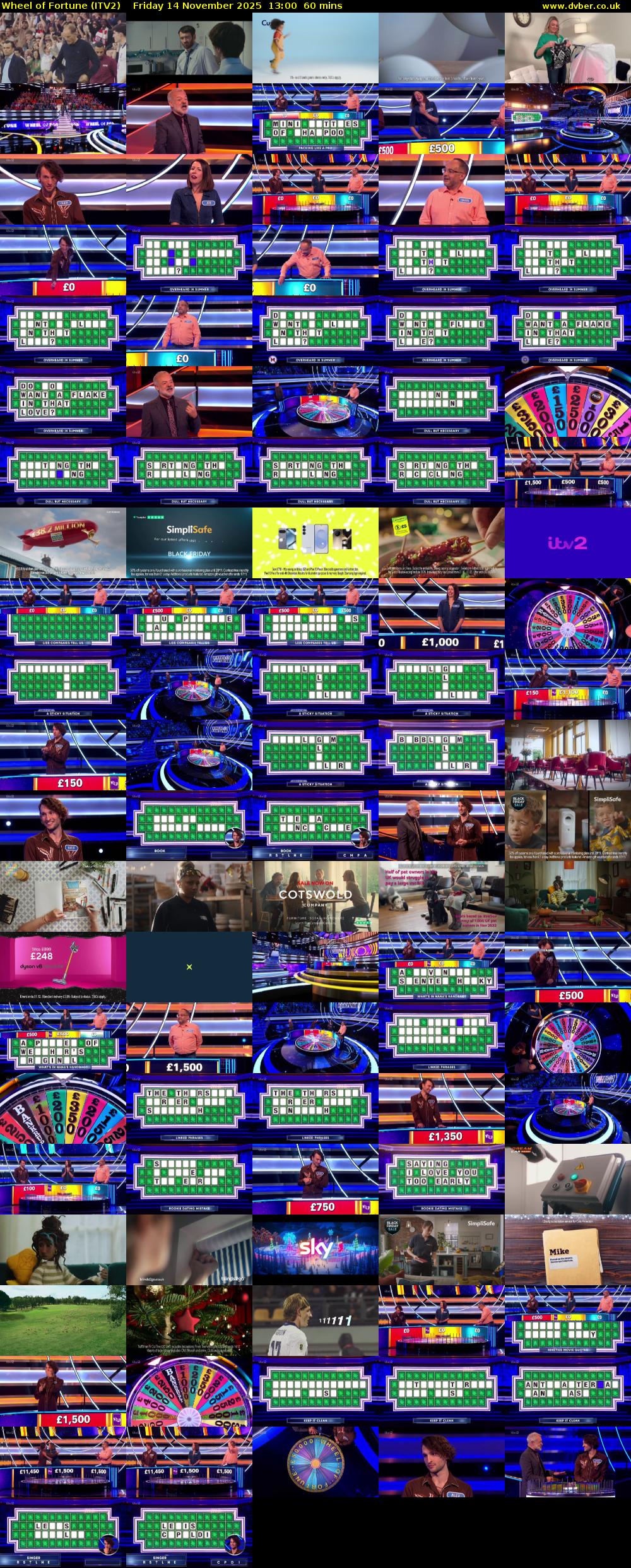 Wheel of Fortune (ITV2) Friday 14 November 2025 13:00 - 14:00