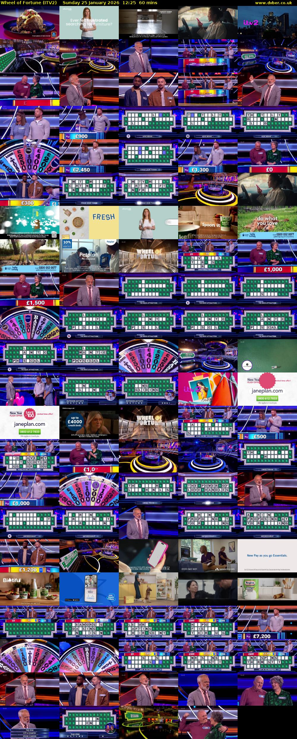 Wheel of Fortune (ITV2) Sunday 25 January 2026 12:25 - 13:25