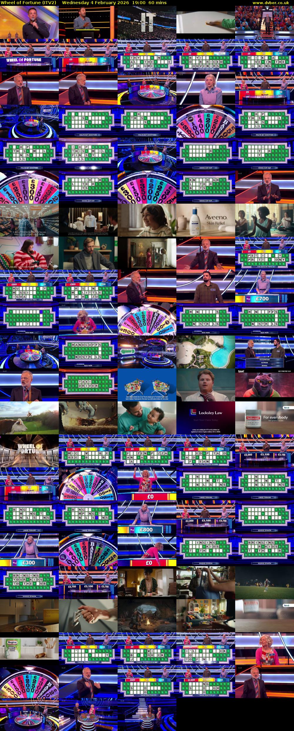 Wheel of Fortune (ITV2) Wednesday 4 February 2026 19:00 - 20:00