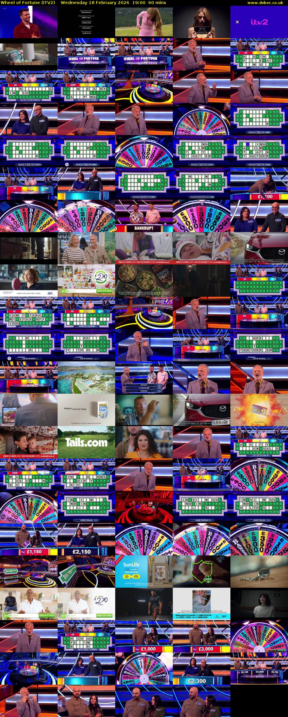 Wheel of Fortune (ITV2) Wednesday 18 February 2026 19:00 - 20:00