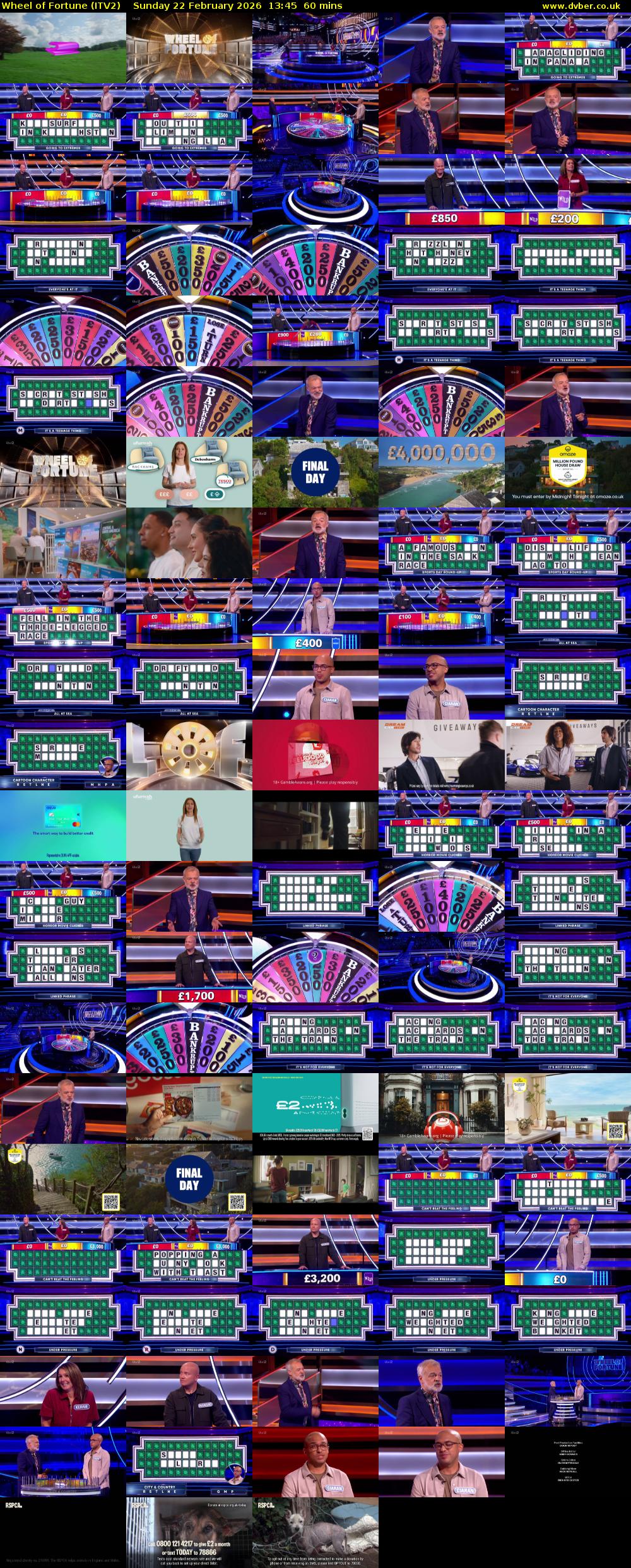 Wheel of Fortune (ITV2) Sunday 22 February 2026 13:45 - 14:45