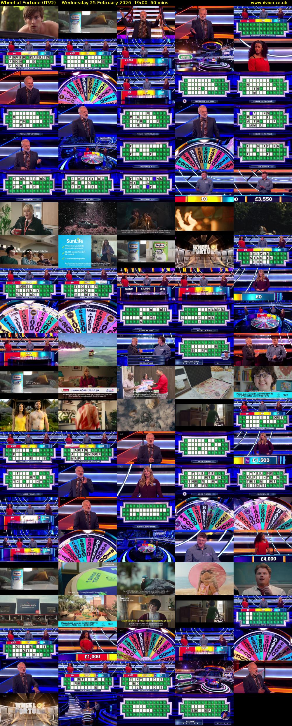 Wheel of Fortune (ITV2) Wednesday 25 February 2026 19:00 - 20:00