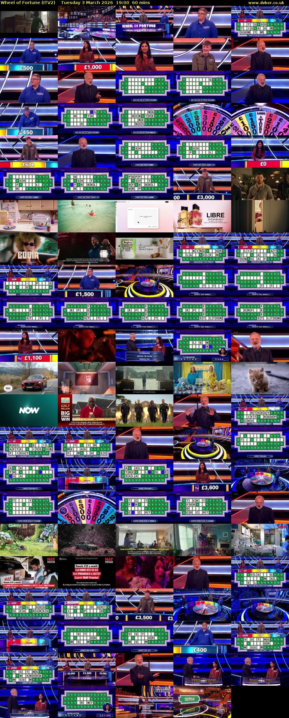 Wheel of Fortune (ITV2) Tuesday 3 March 2026 19:00 - 20:00