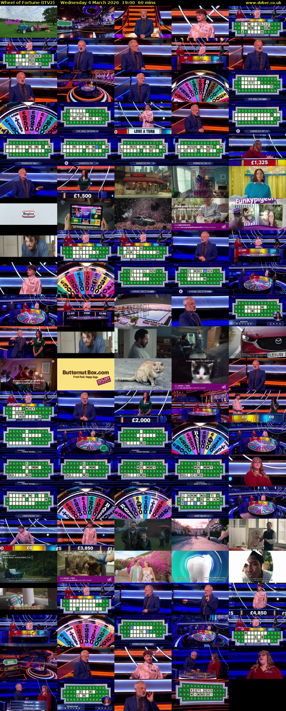Wheel of Fortune (ITV2) Wednesday 4 March 2026 19:00 - 20:00