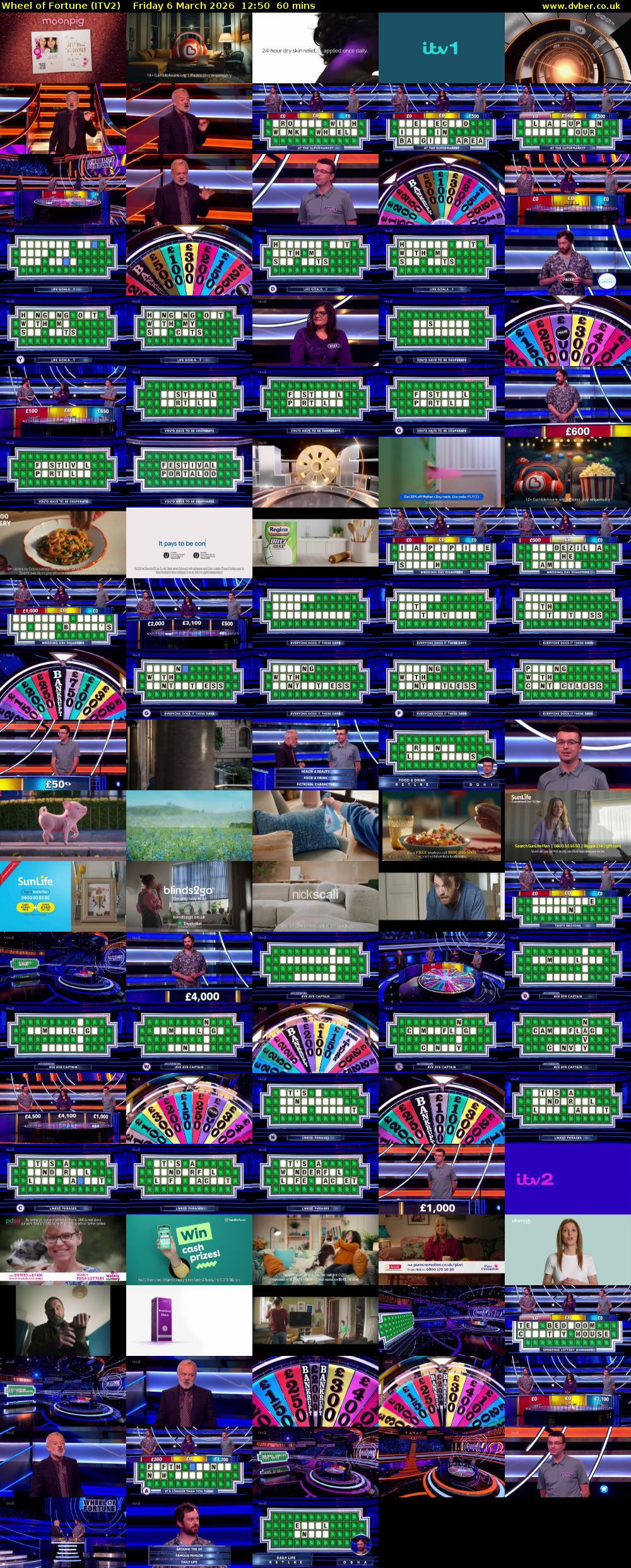 Wheel of Fortune (ITV2) Friday 6 March 2026 12:50 - 13:50