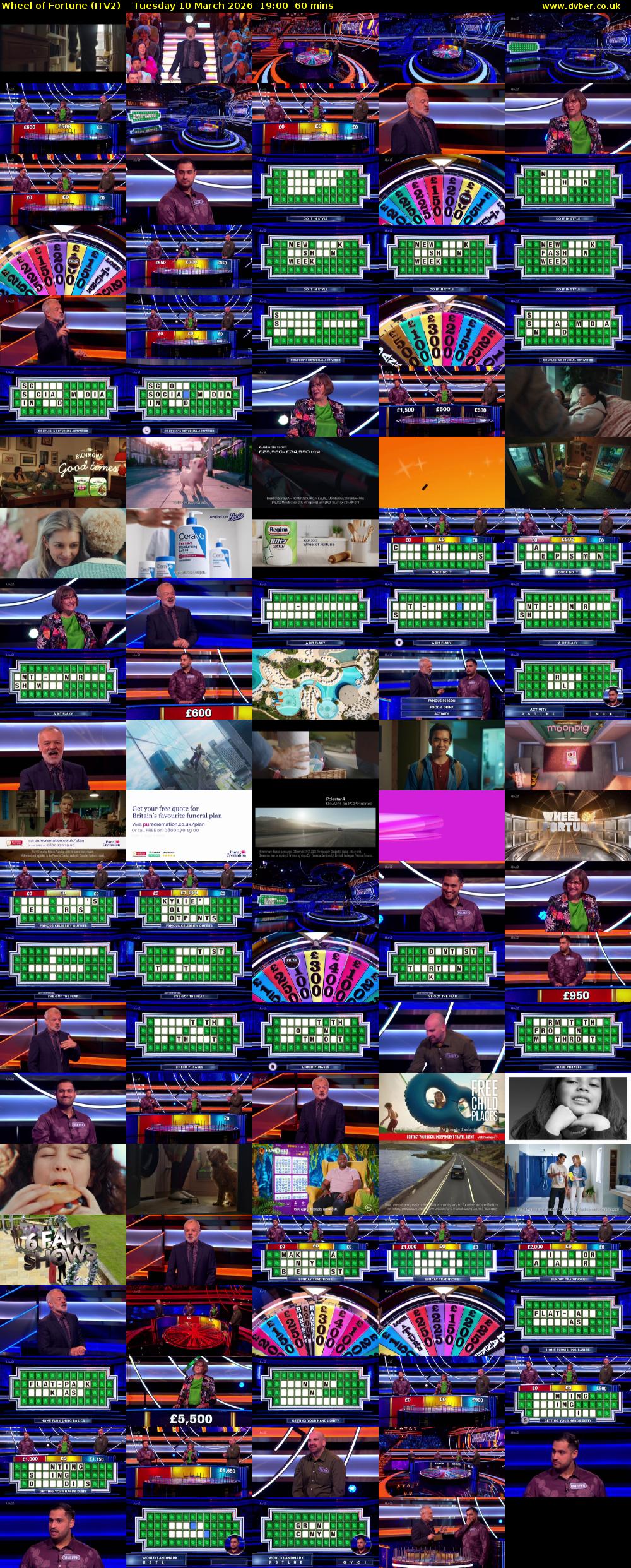 Wheel of Fortune (ITV2) Tuesday 10 March 2026 19:00 - 20:00