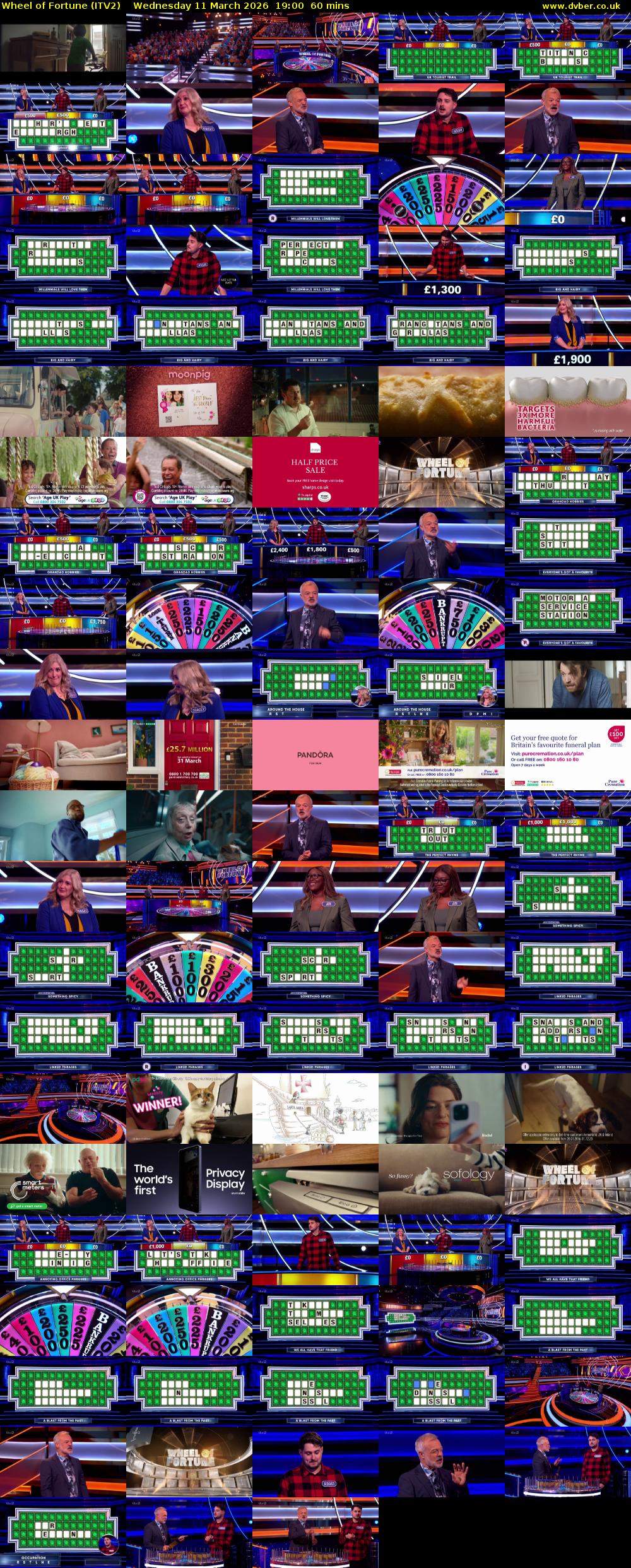 Wheel of Fortune (ITV2) Wednesday 11 March 2026 19:00 - 20:00
