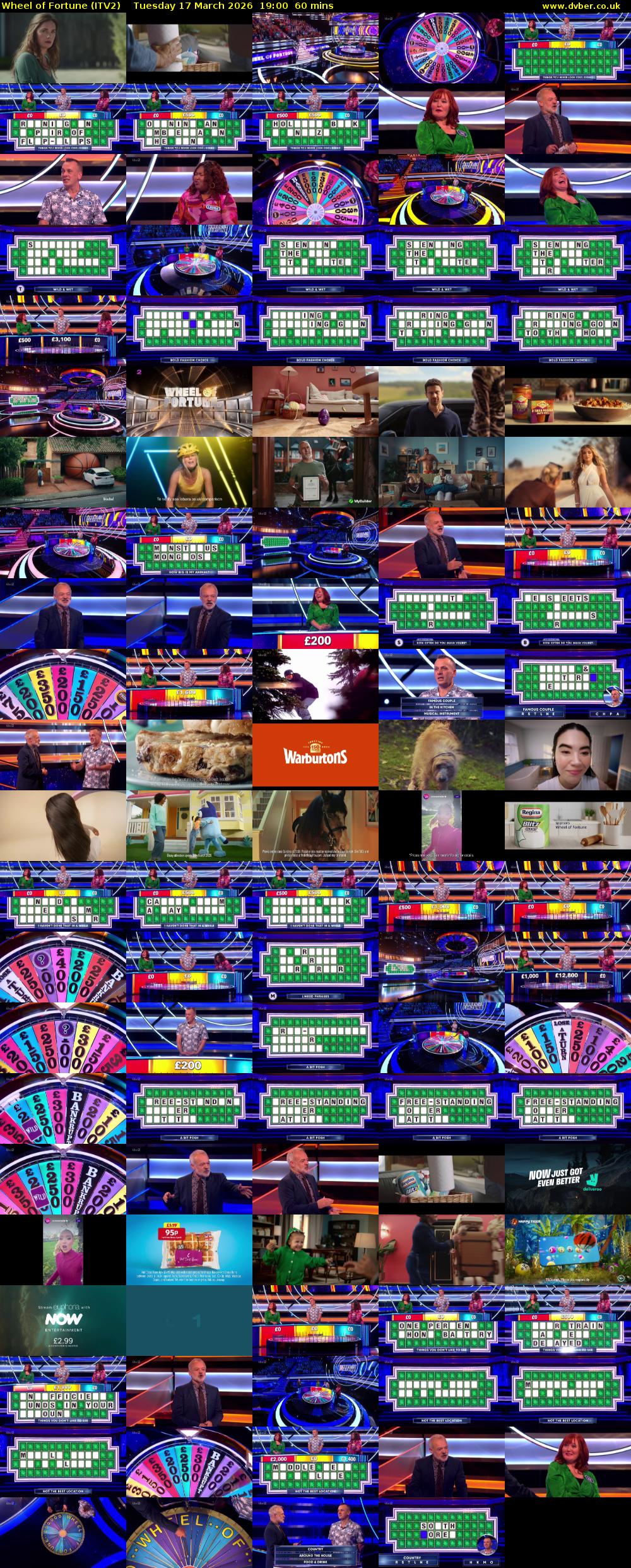 Wheel of Fortune (ITV2) Tuesday 17 March 2026 19:00 - 20:00