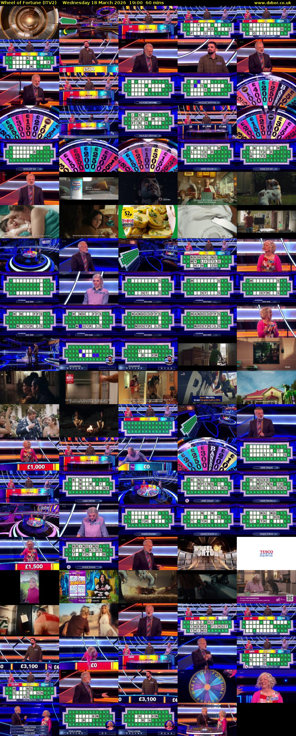 Wheel of Fortune (ITV2) Wednesday 18 March 2026 19:00 - 20:00