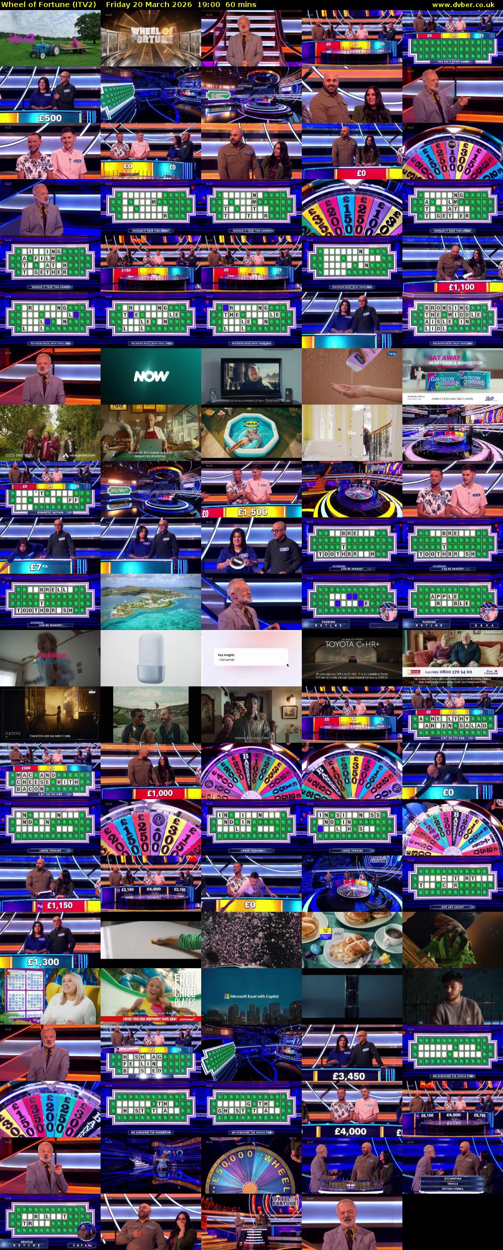 Wheel of Fortune (ITV2) Friday 20 March 2026 19:00 - 20:00