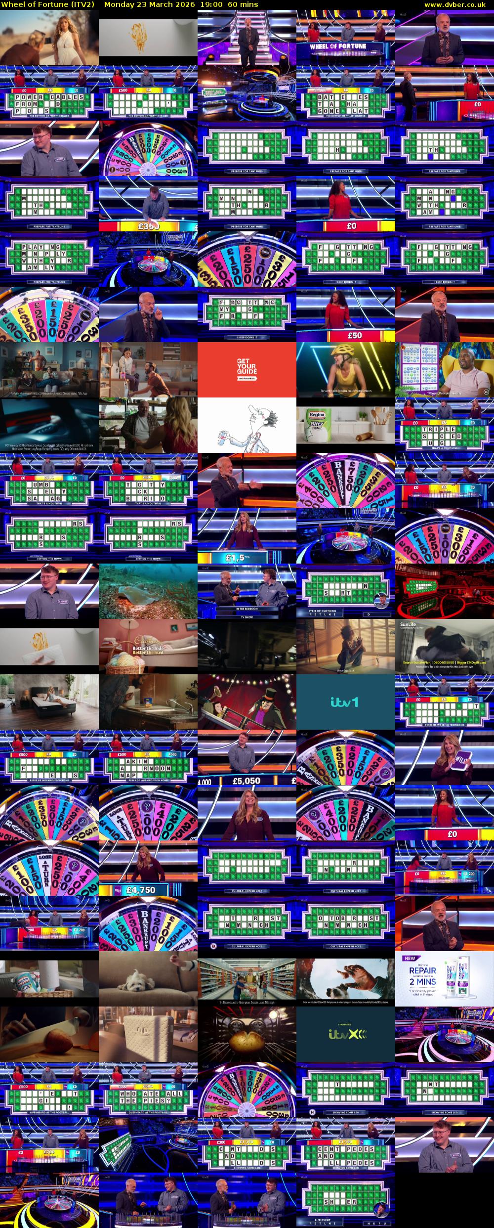 Wheel of Fortune (ITV2) Monday 23 March 2026 19:00 - 20:00