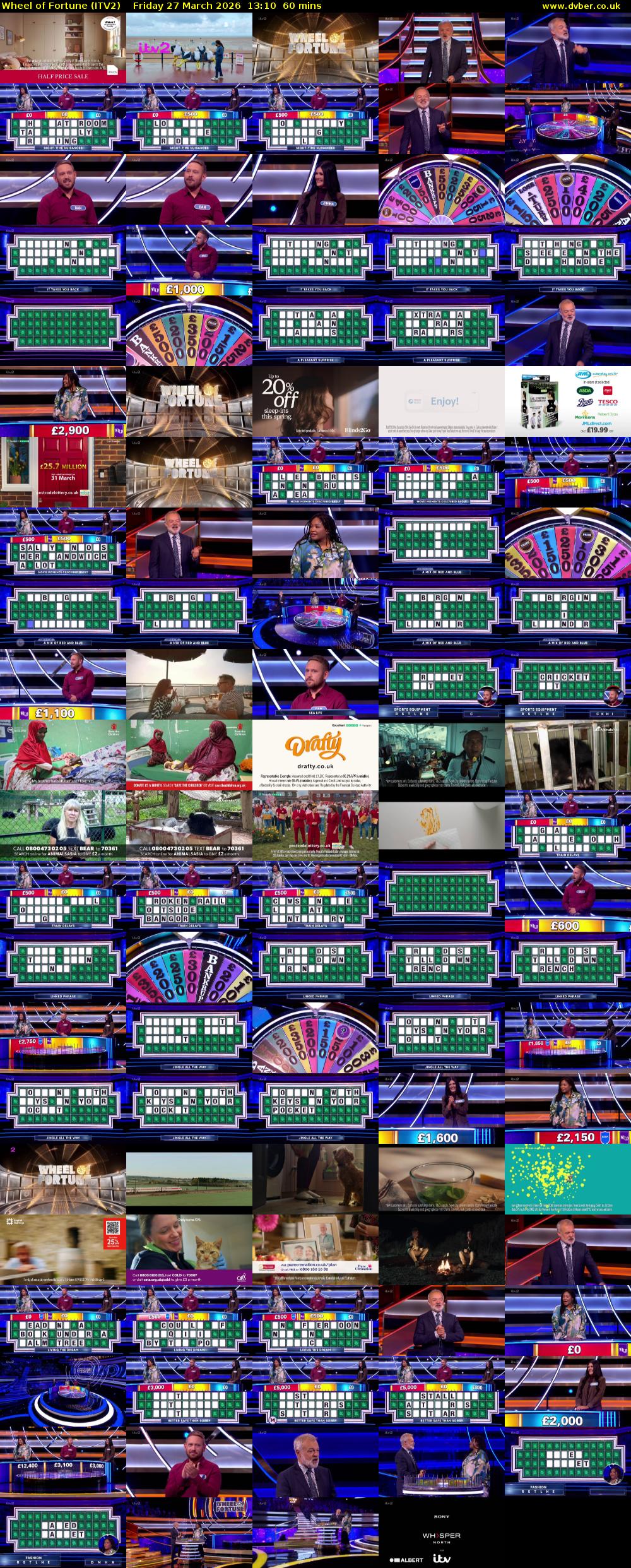 Wheel of Fortune (ITV2) Friday 27 March 2026 13:10 - 14:10