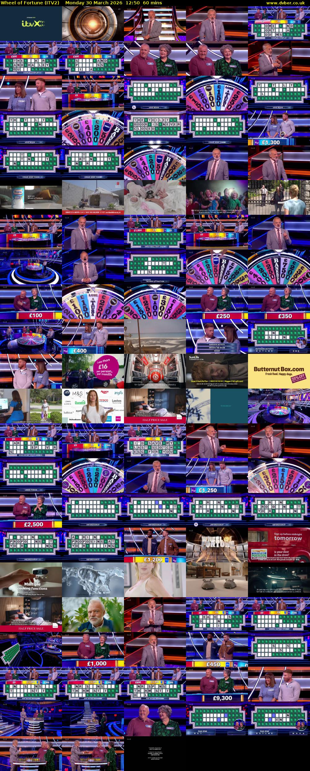 Wheel of Fortune (ITV2) Monday 30 March 2026 12:50 - 13:50