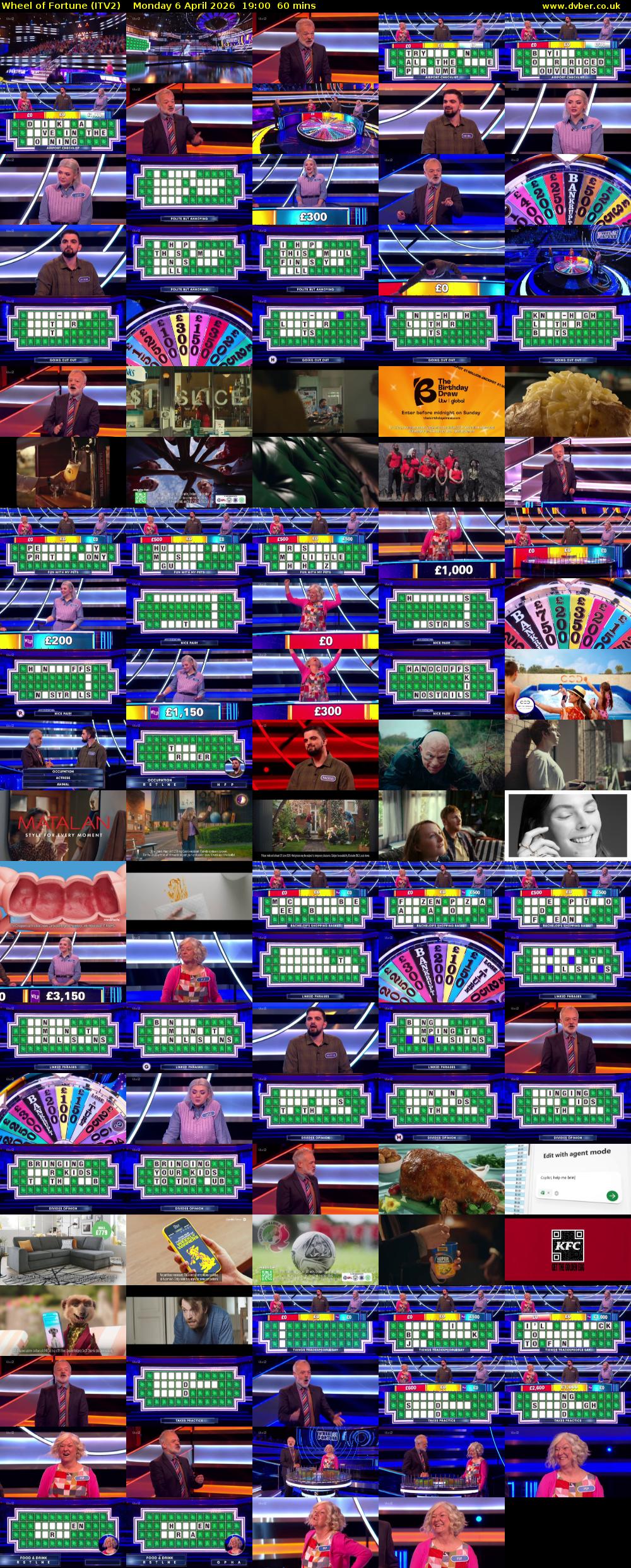 Wheel of Fortune (ITV2) Monday 6 April 2026 19:00 - 20:00
